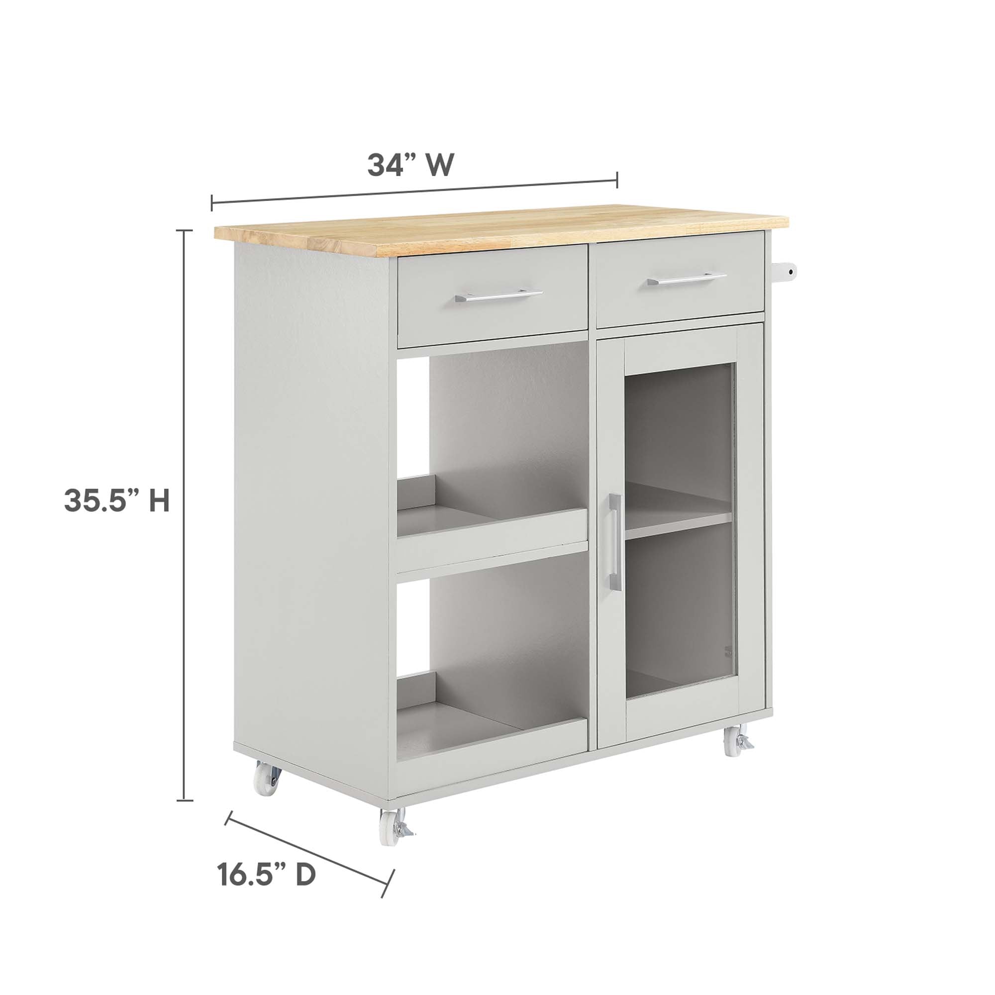 Culinary Kitchen Cart With Towel Bar by Modway