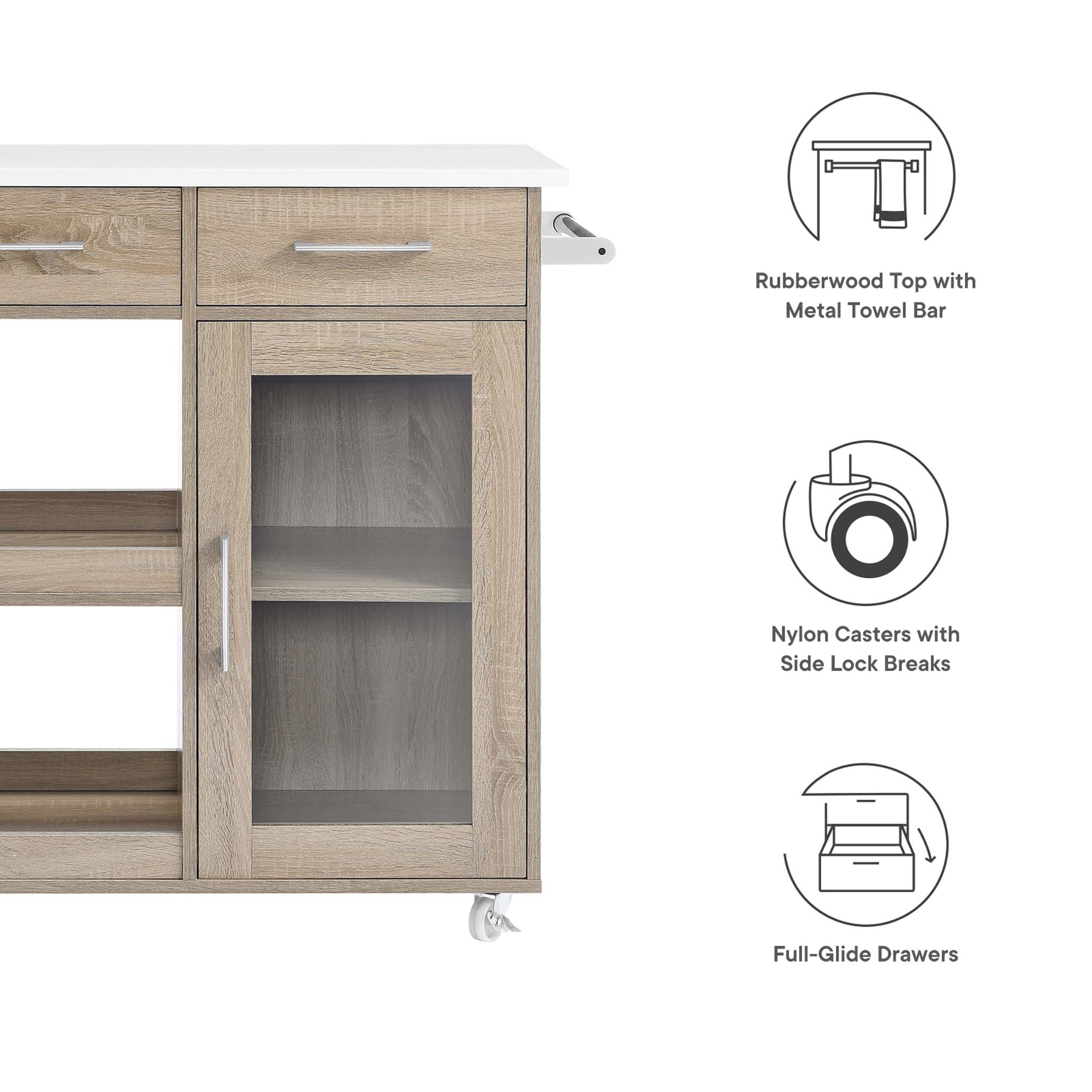 Culinary Kitchen Cart With Towel Bar by Modway
