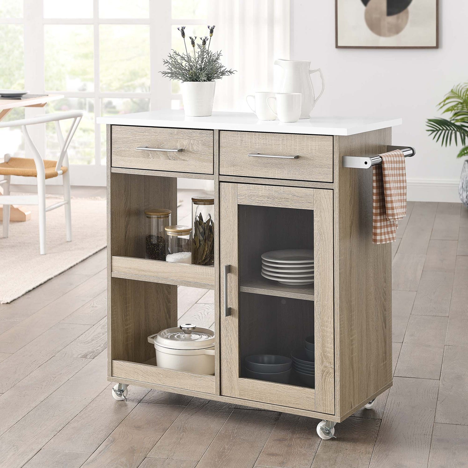 Culinary Kitchen Cart With Towel Bar by Modway