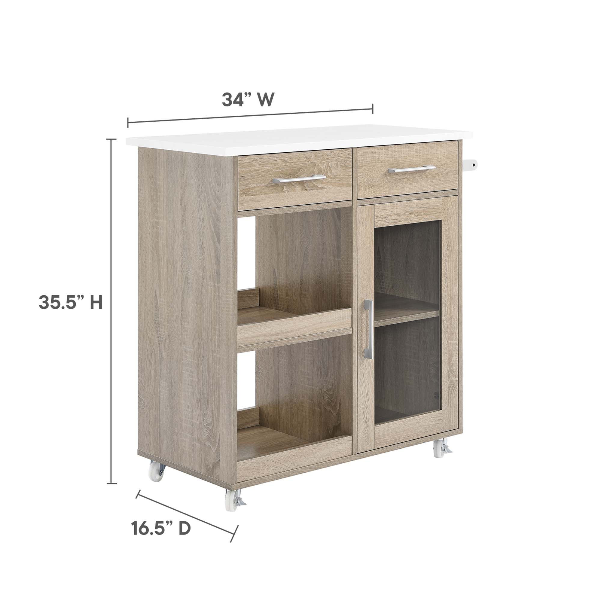Culinary Kitchen Cart With Towel Bar by Modway