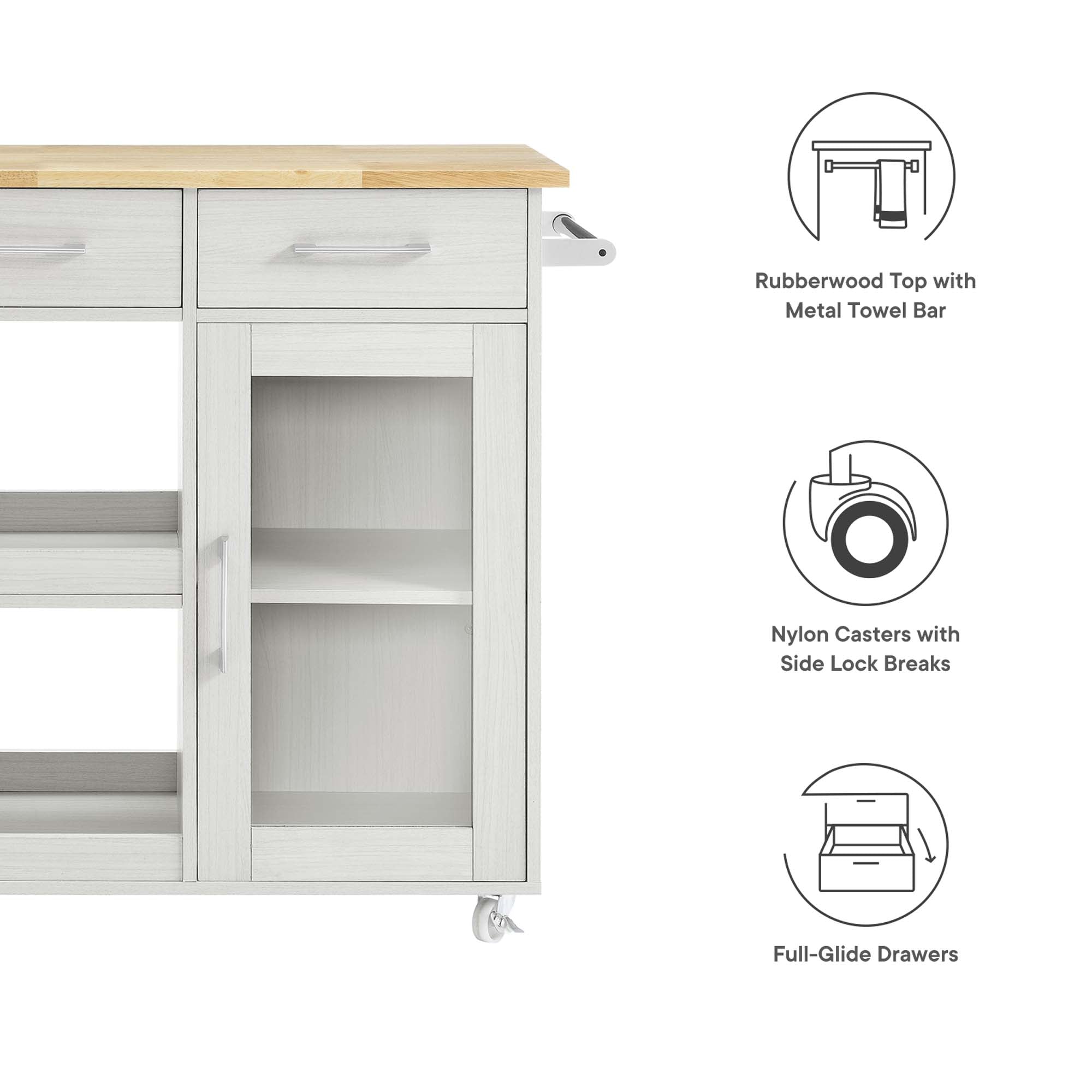 Culinary Kitchen Cart With Towel Bar by Modway