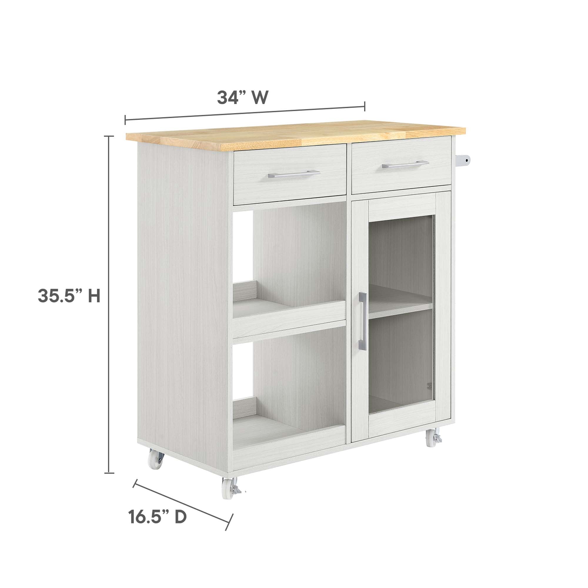 Culinary Kitchen Cart With Towel Bar by Modway