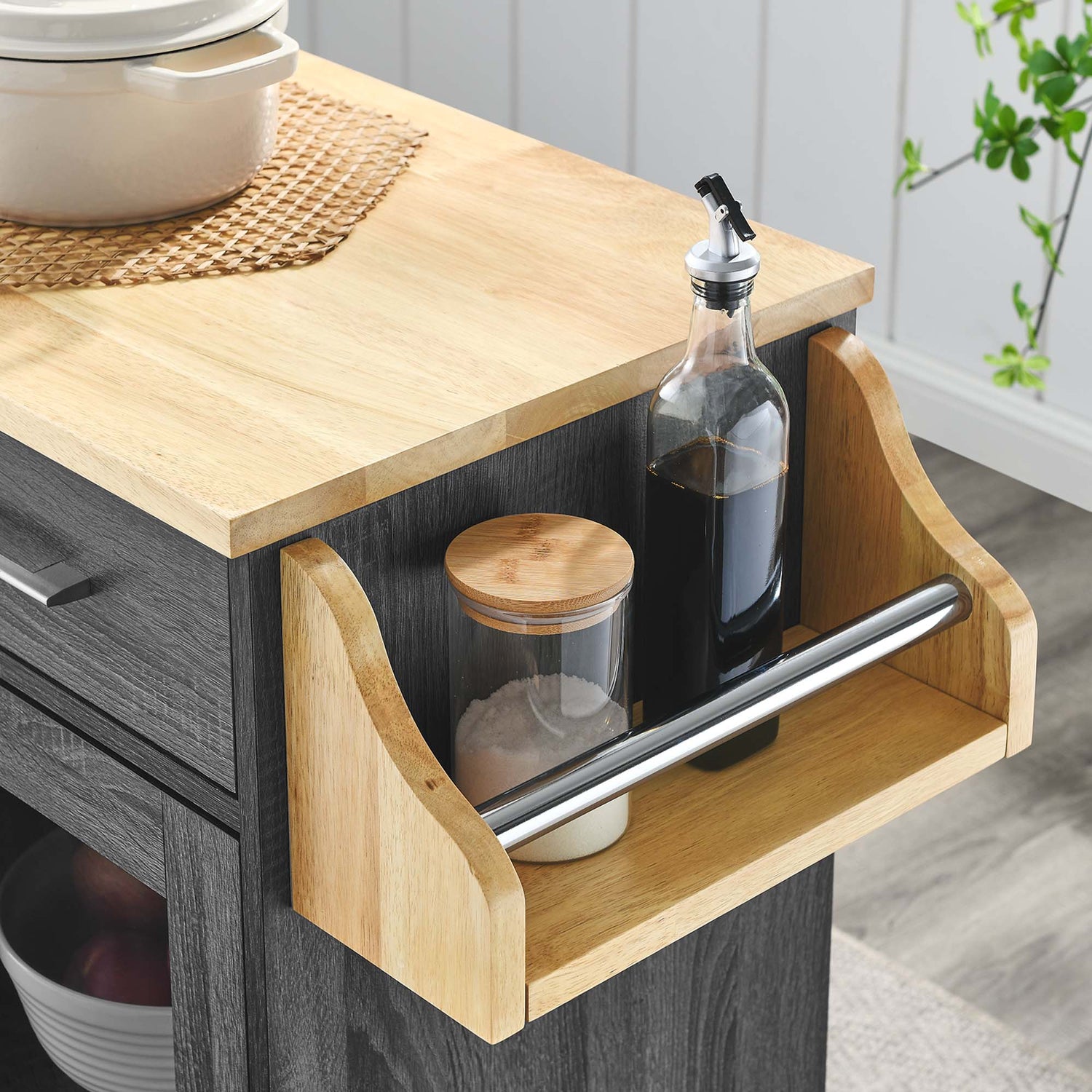 Culinary Kitchen Cart With Spice Rack by Modway