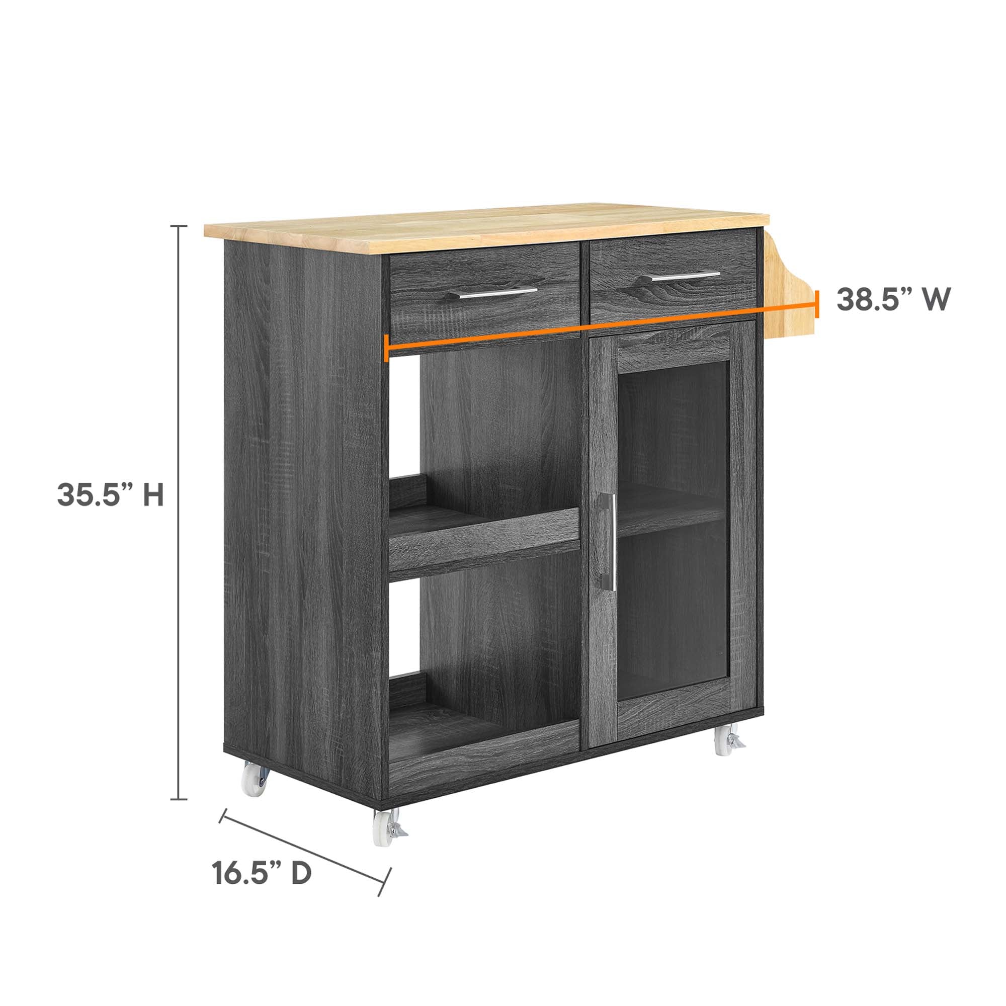 Culinary Kitchen Cart With Spice Rack by Modway