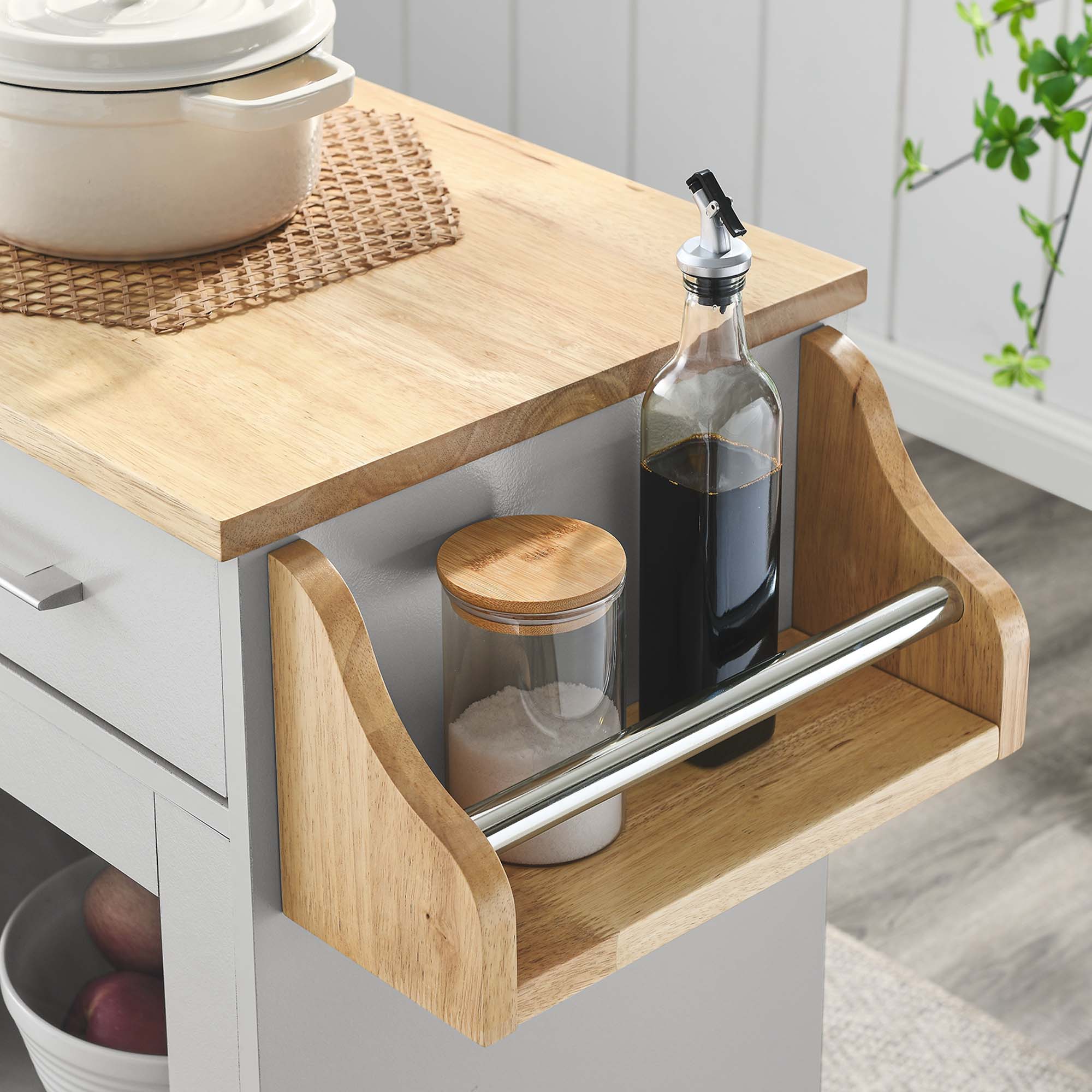 Culinary Kitchen Cart With Spice Rack by Modway