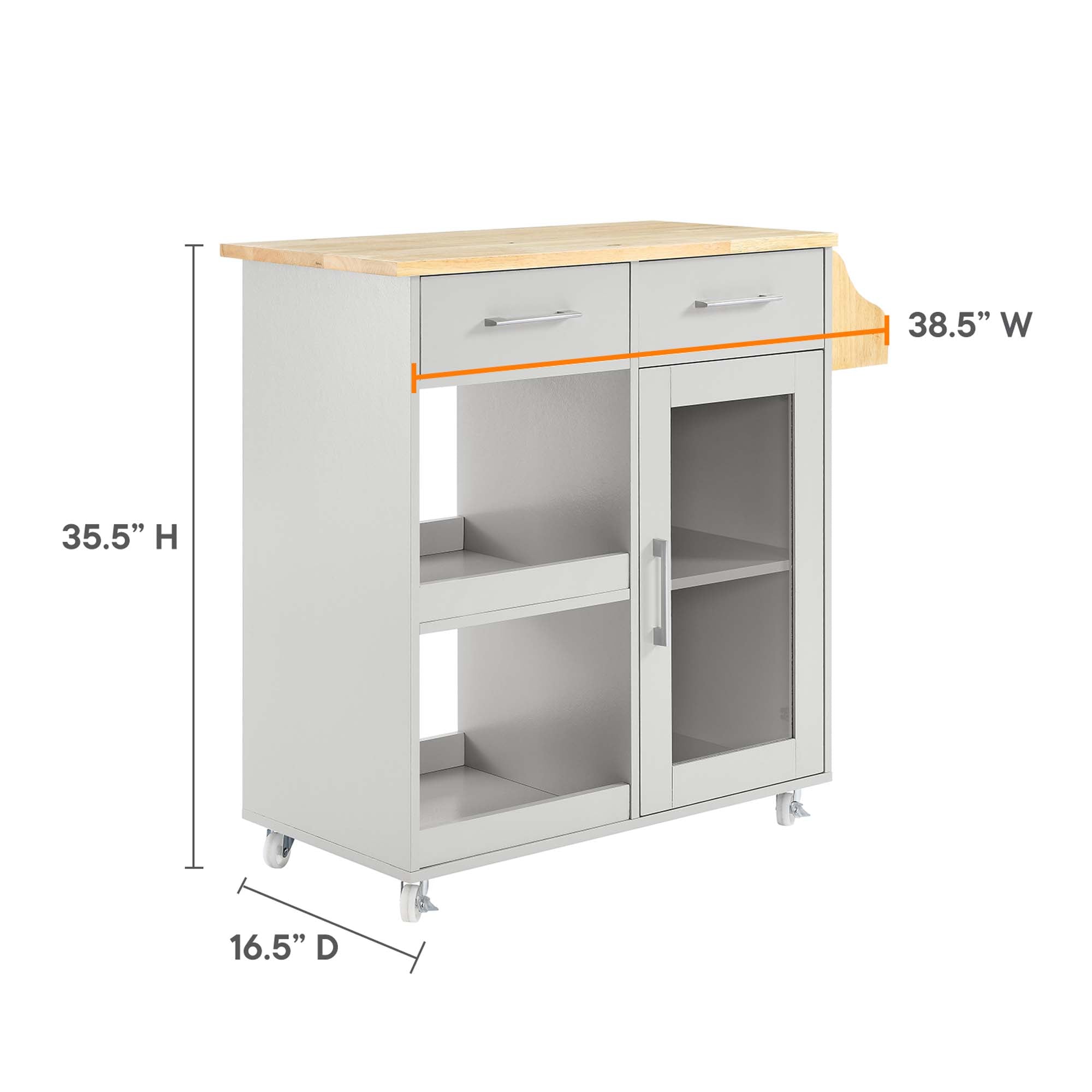 Culinary Kitchen Cart With Spice Rack by Modway