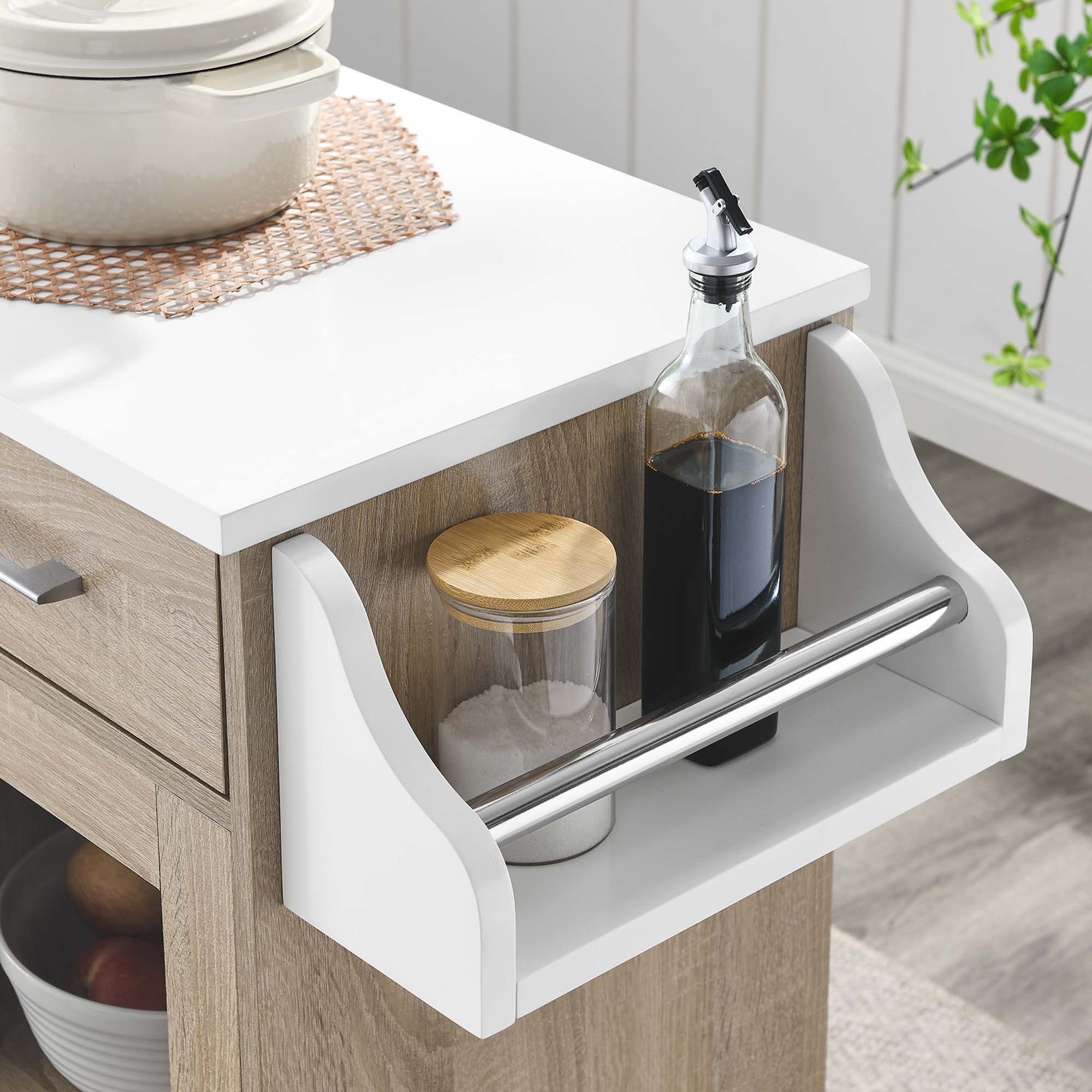 Culinary Kitchen Cart With Spice Rack by Modway