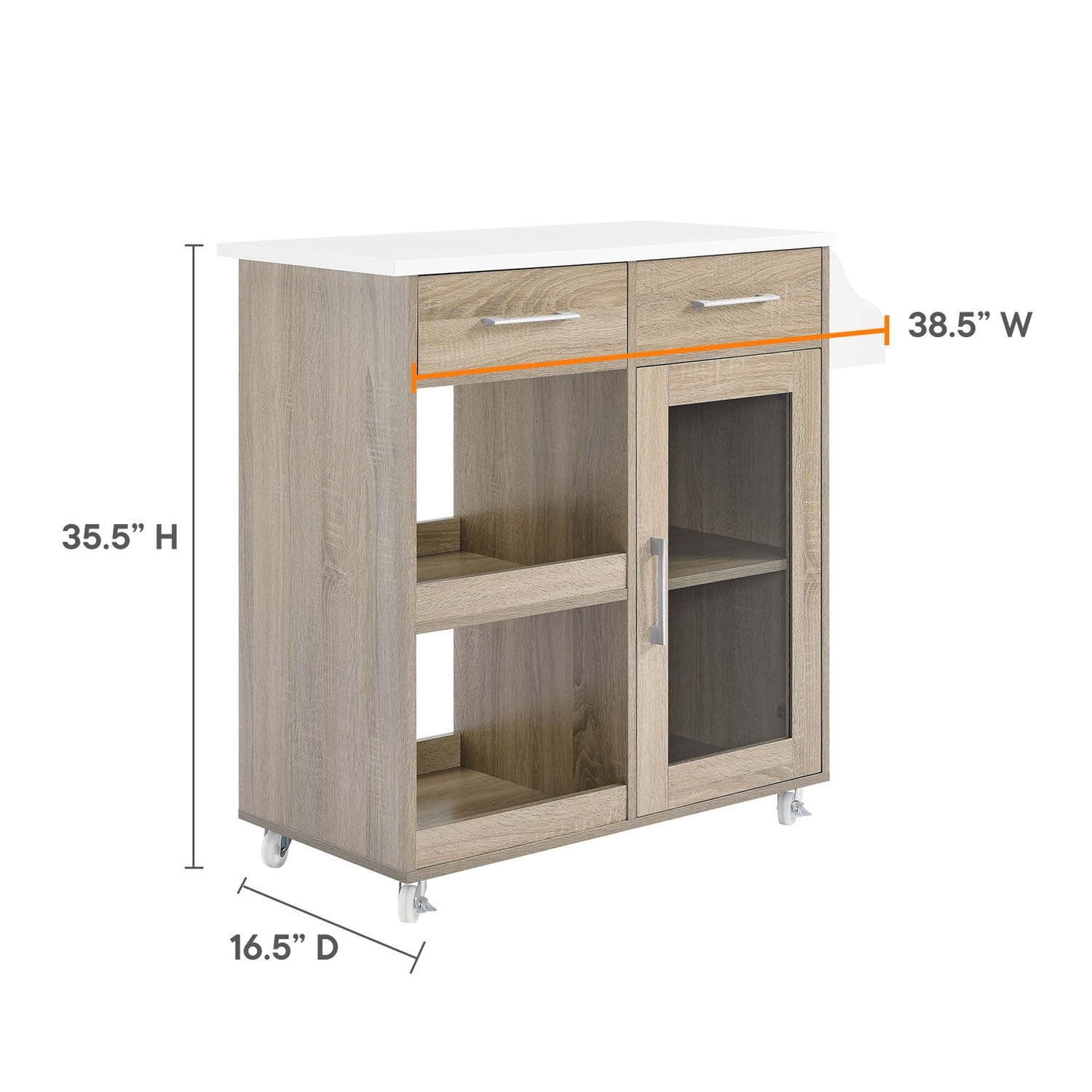Culinary Kitchen Cart With Spice Rack by Modway
