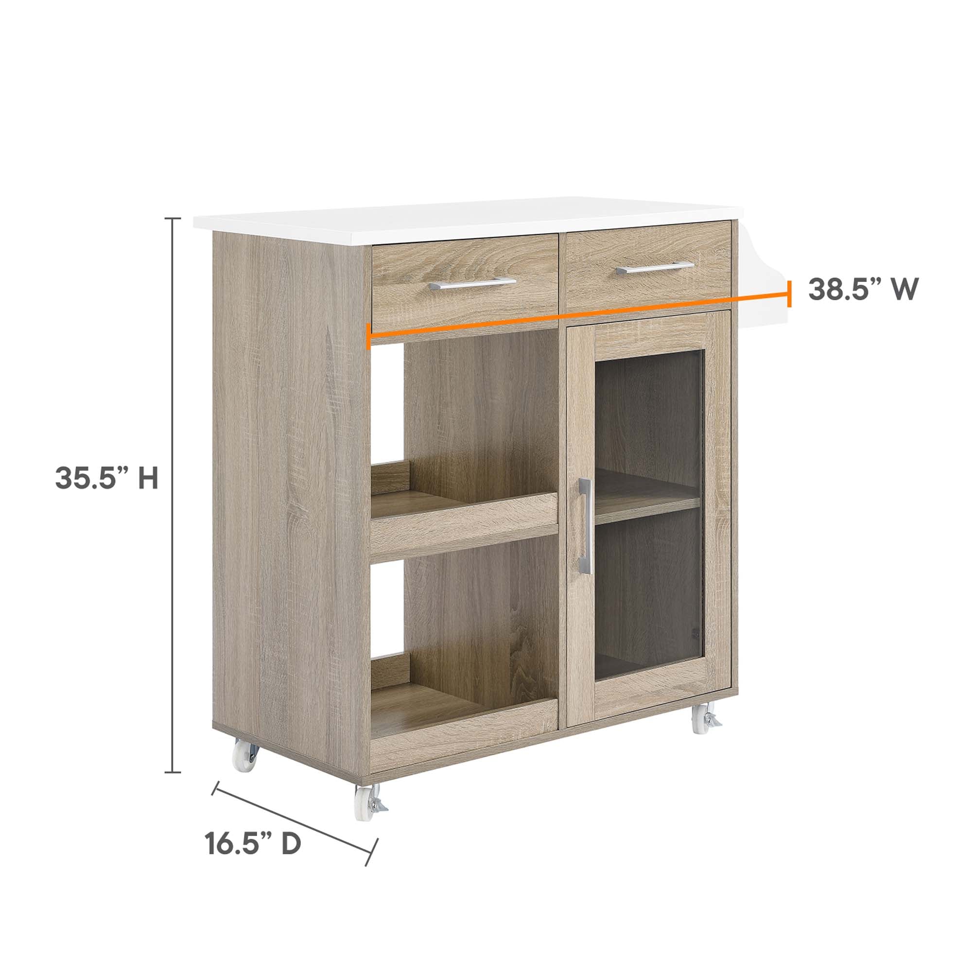 Culinary Kitchen Cart With Spice Rack by Modway