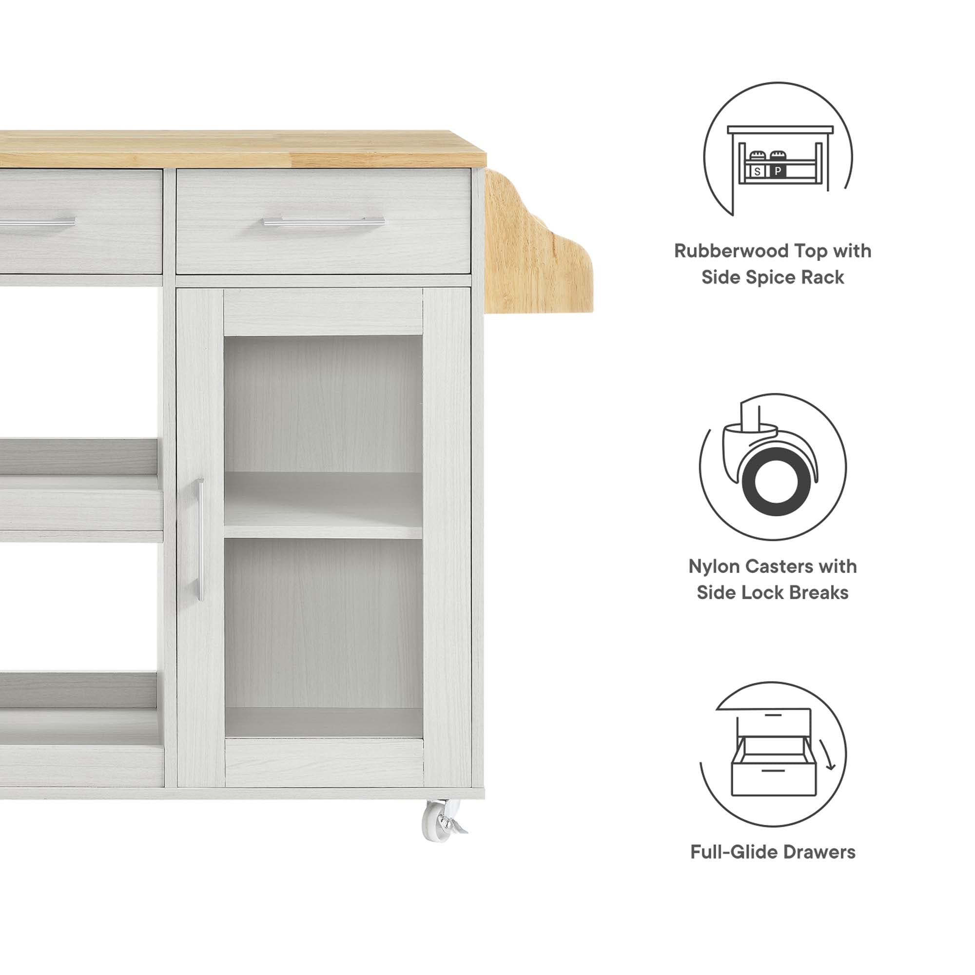 Culinary Kitchen Cart With Spice Rack by Modway