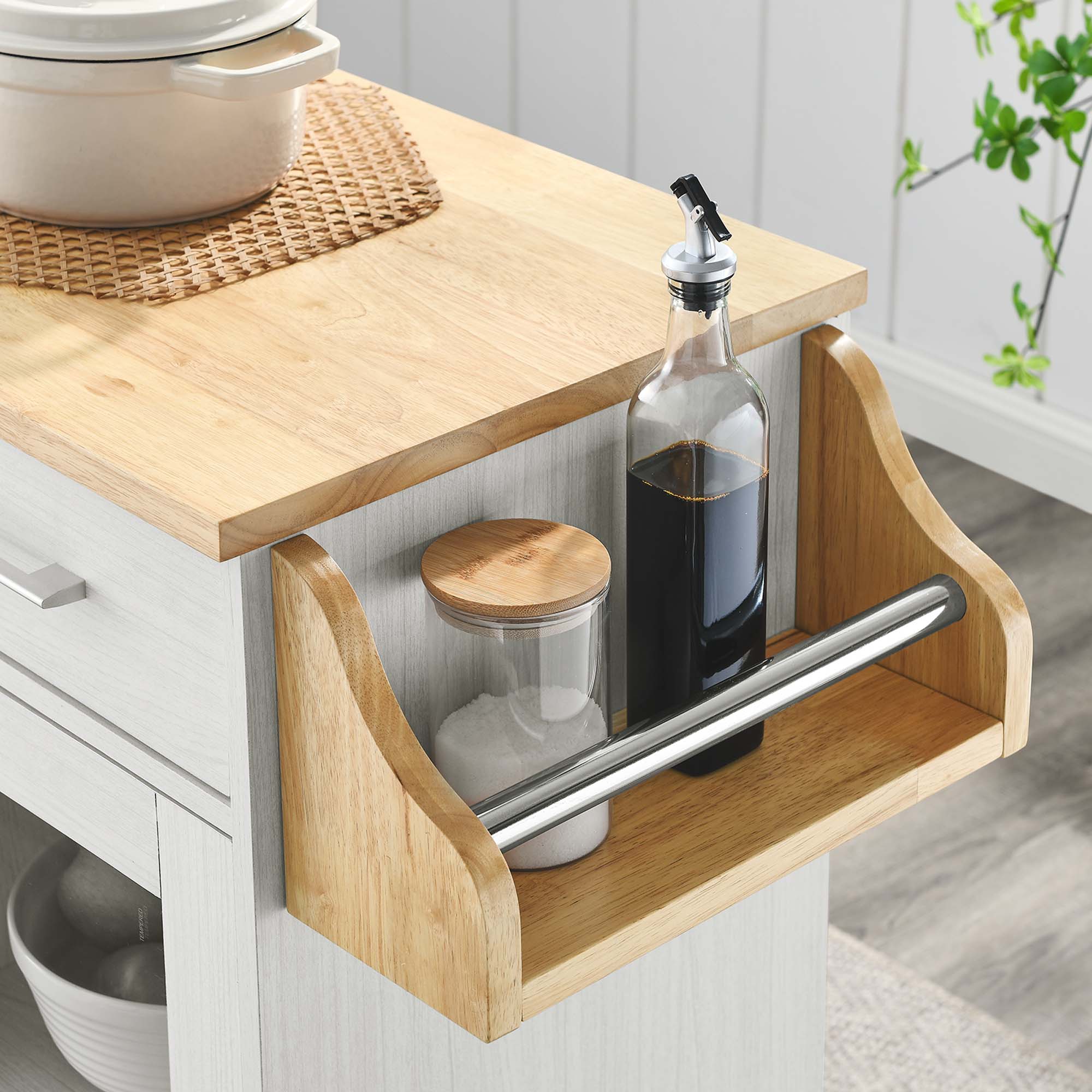 Culinary Kitchen Cart With Spice Rack by Modway