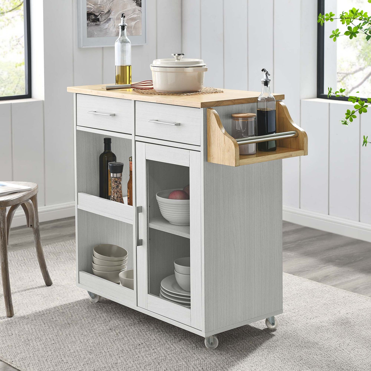 Culinary Kitchen Cart With Spice Rack by Modway