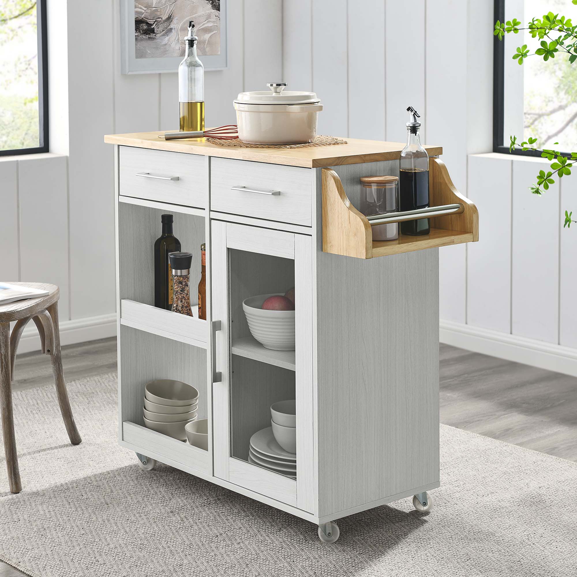 Culinary Kitchen Cart With Spice Rack by Modway