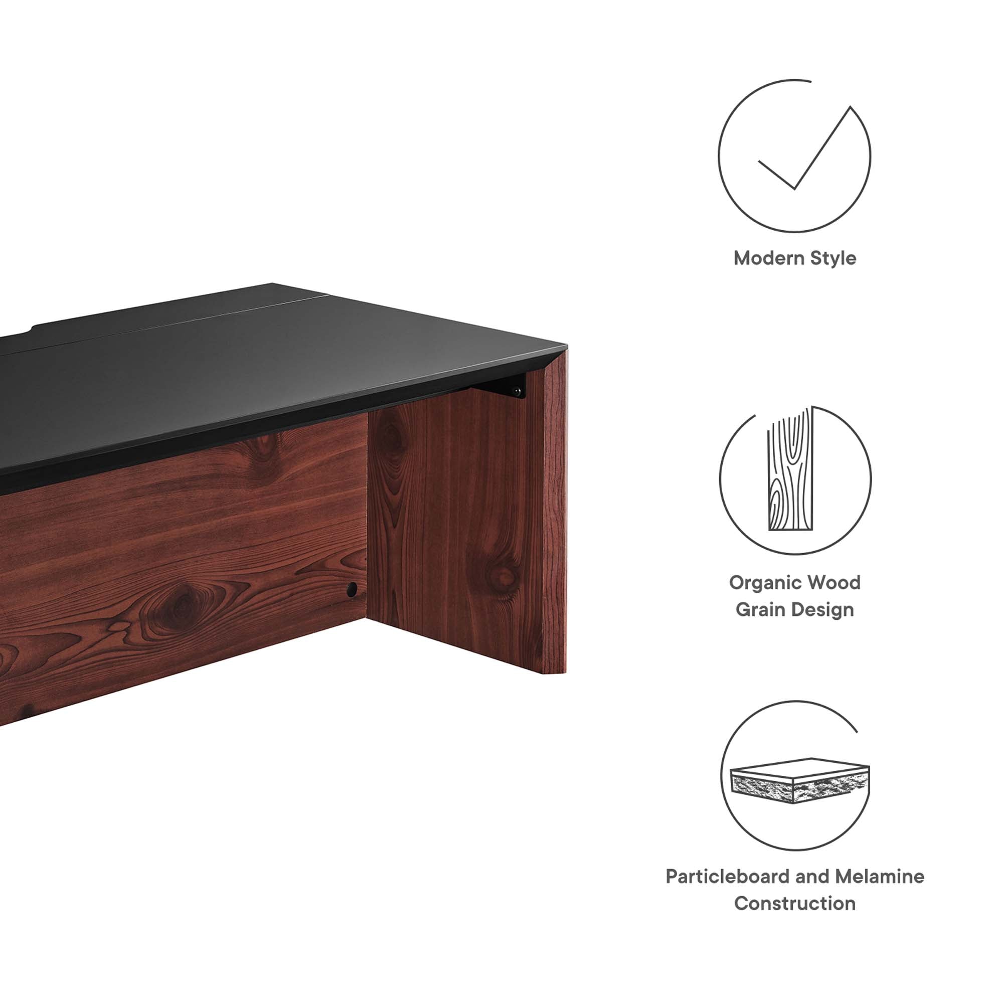 Kinetic 38" Wall-Mount Office Desk With Cabinet and Shelf by Modway