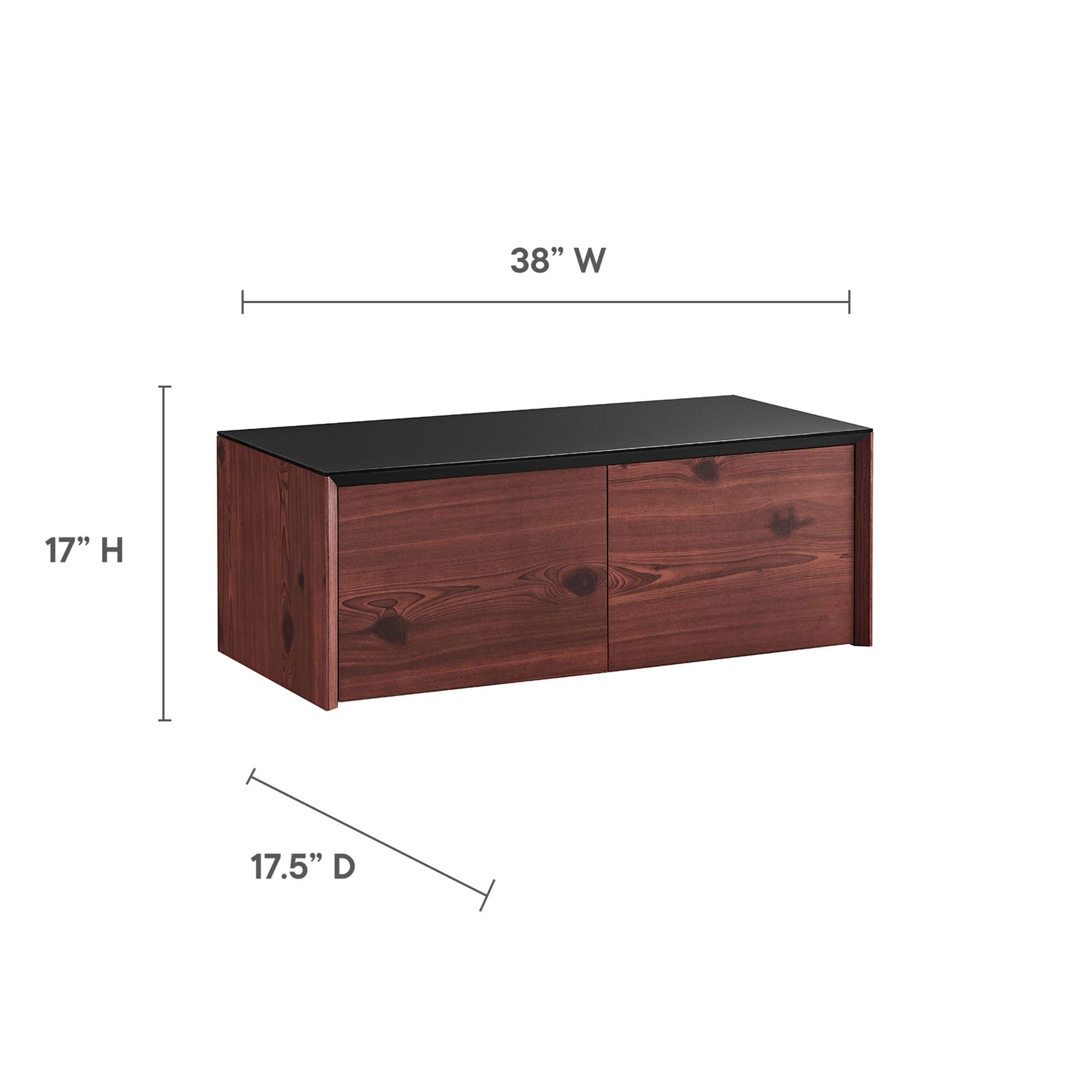 Kinetic 38" Wall-Mount Office Desk With Cabinet and Shelf by Modway