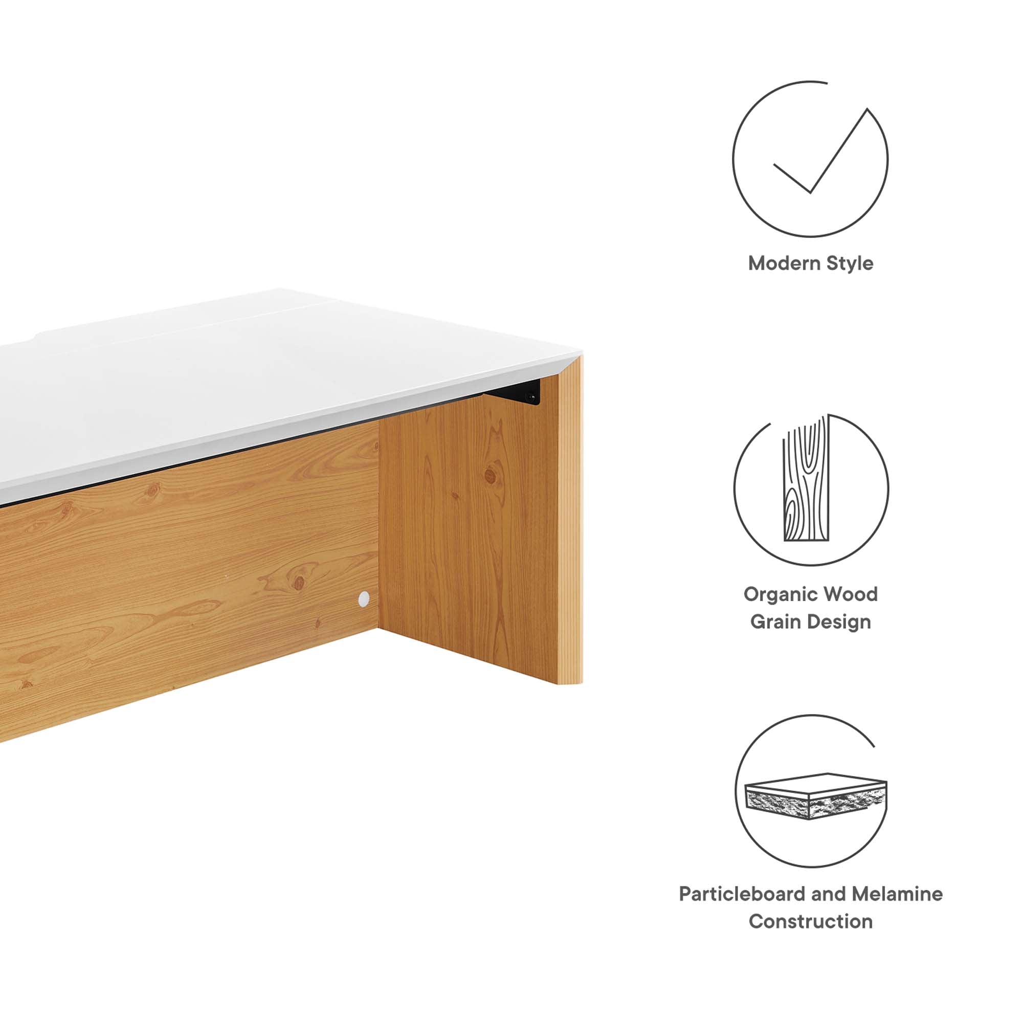 Kinetic 38" Wall-Mount Office Desk With Cabinet and Shelf by Modway