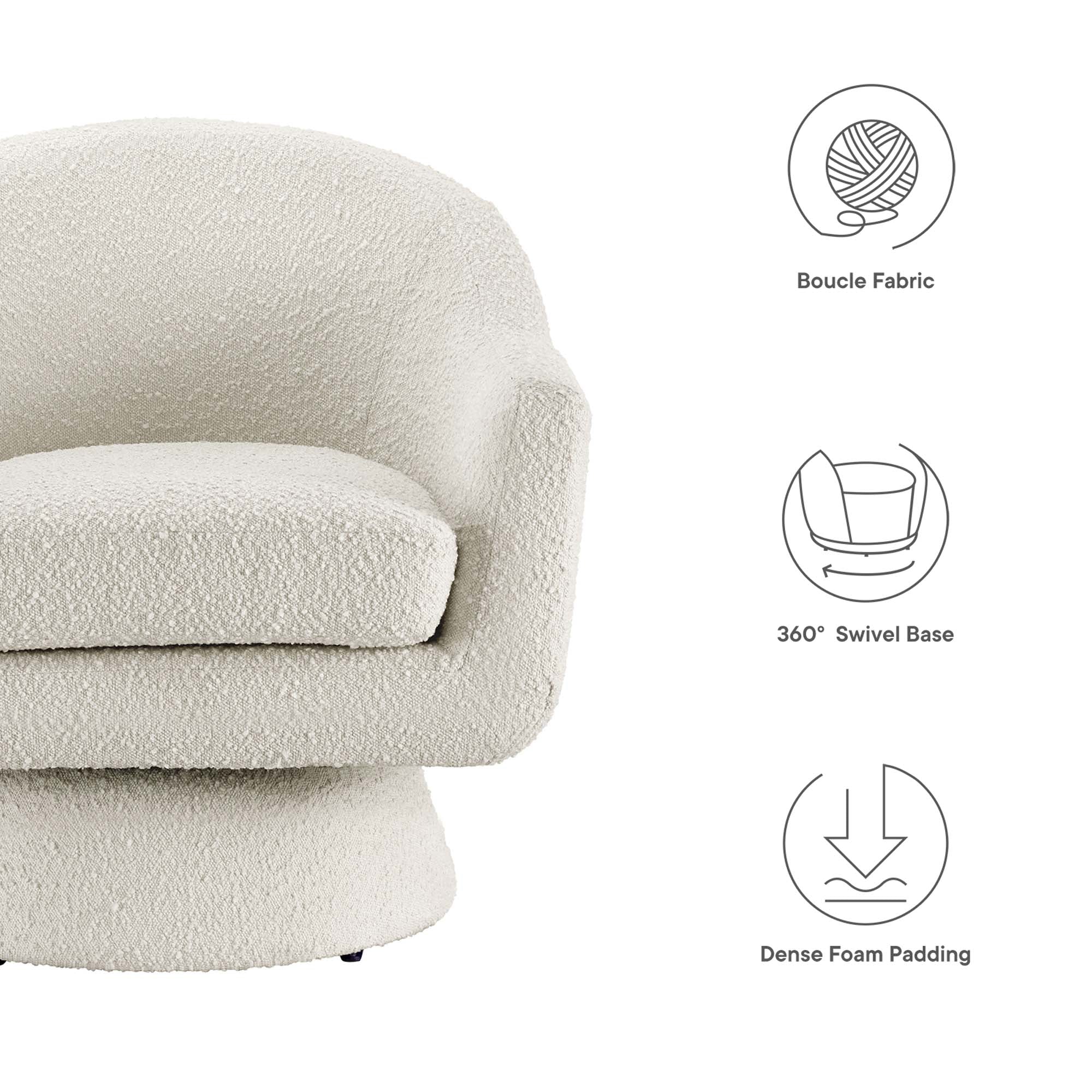 Astral Boucle Fabric Boucle Fabric Swivel Chair by Modway