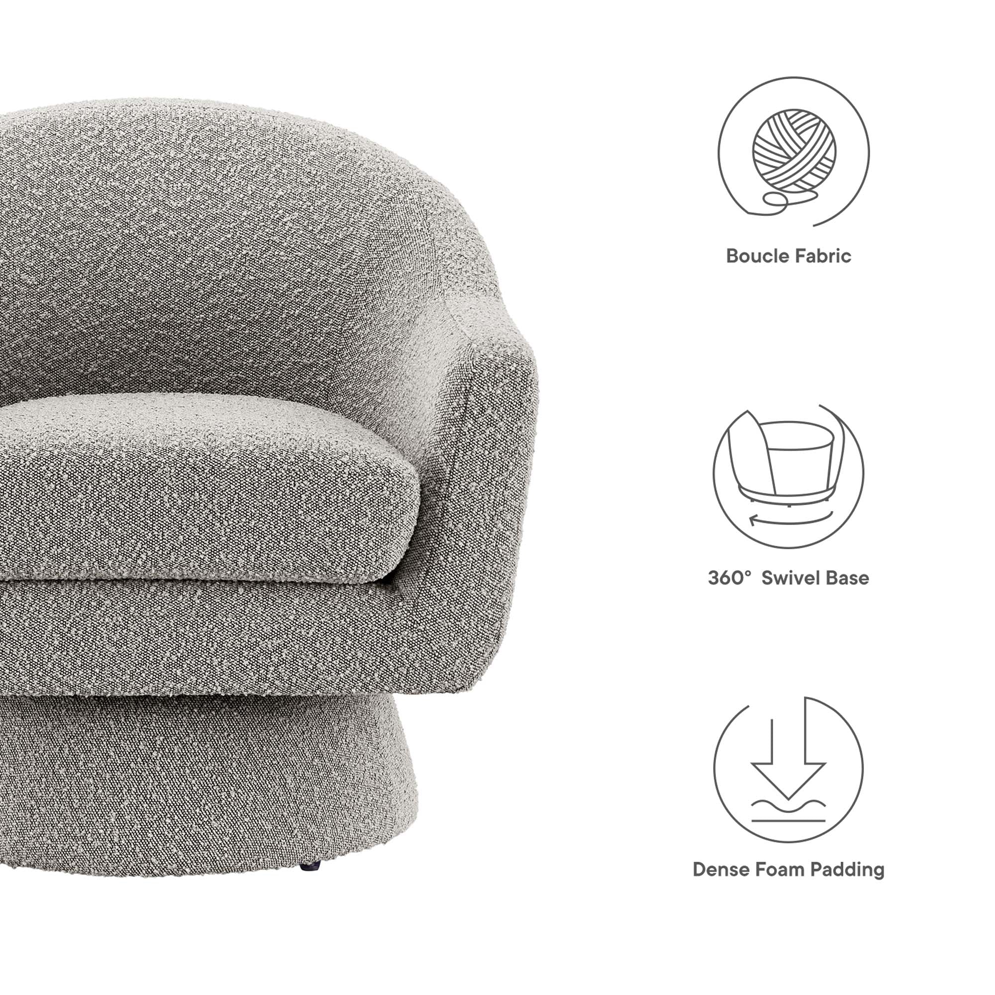 Astral Boucle Fabric Boucle Fabric Swivel Chair by Modway