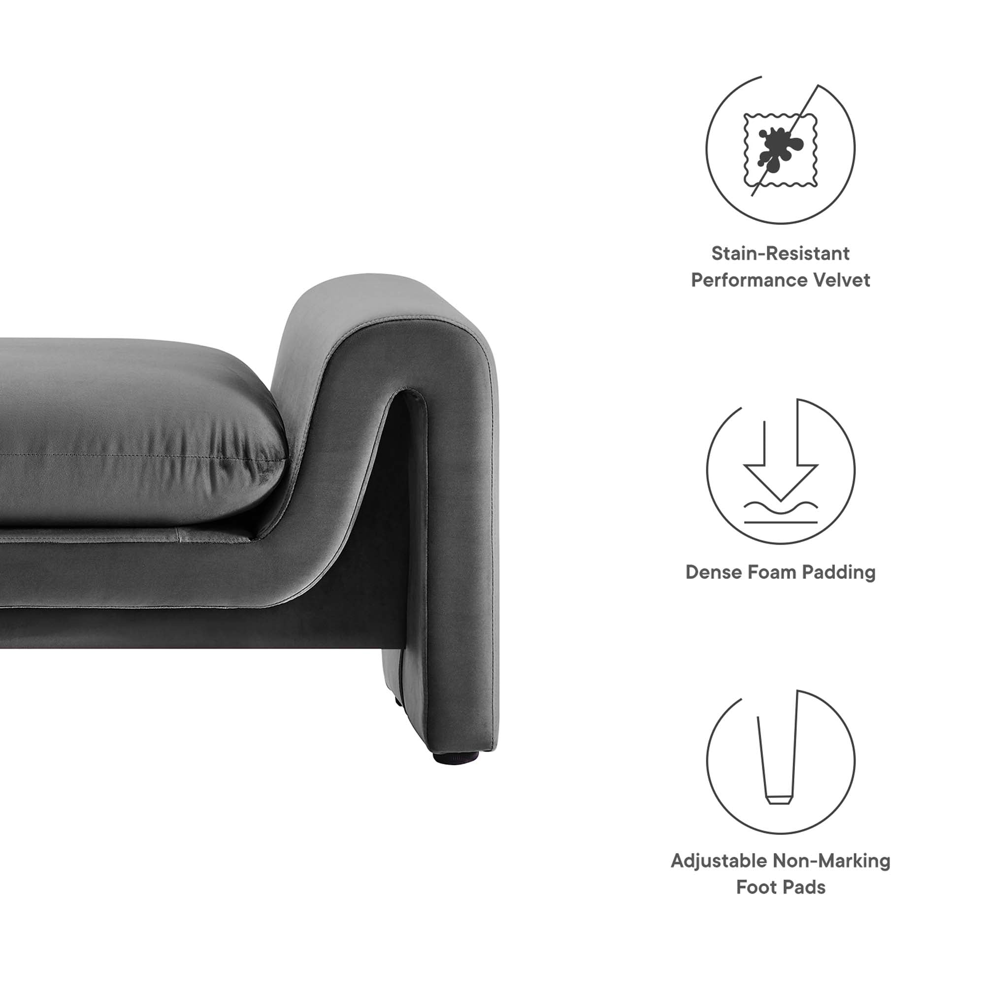 Waverly Performance Velvet Bench by Modway