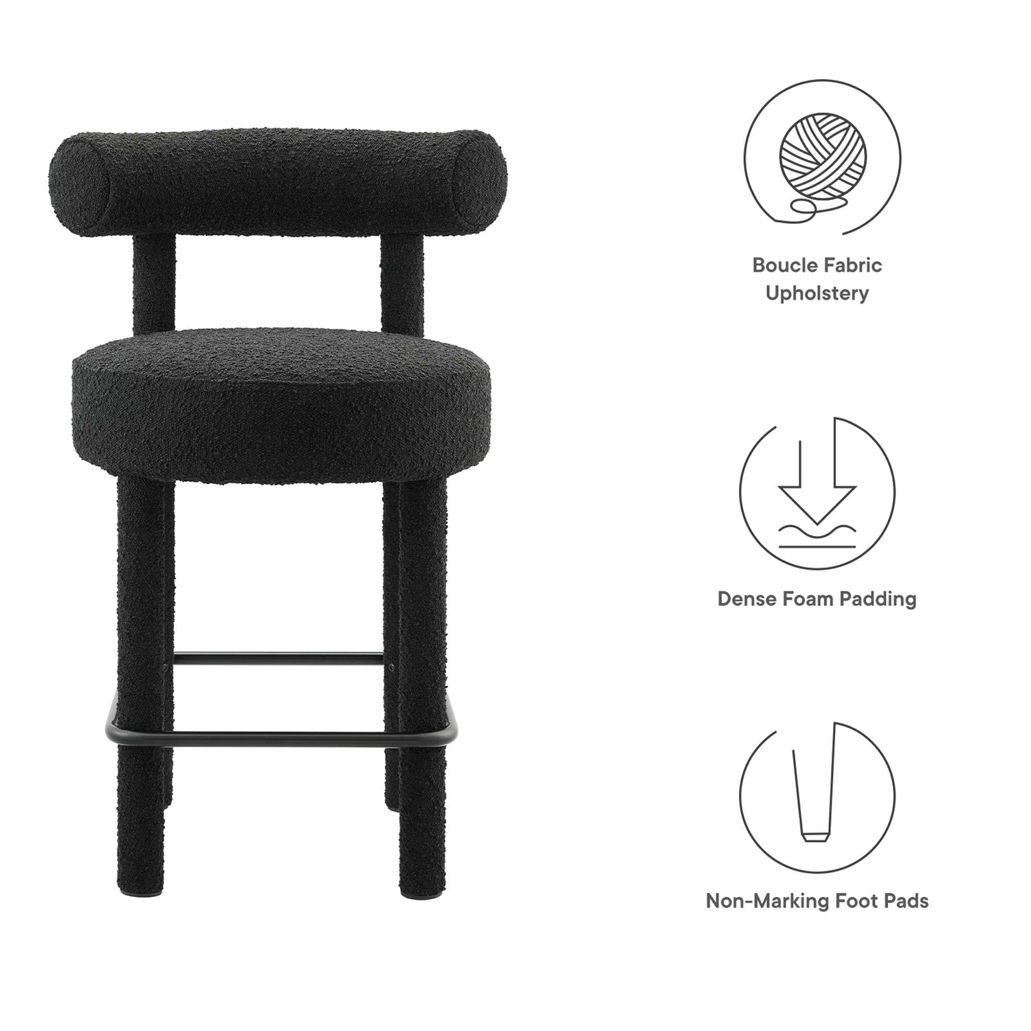 Toulouse Boucle Fabric Counter Stool by Modway