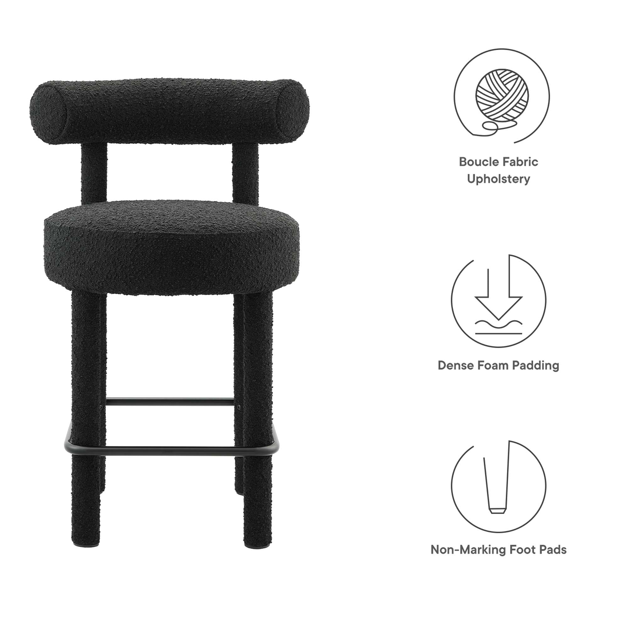 Toulouse Boucle Fabric Counter Stool by Modway