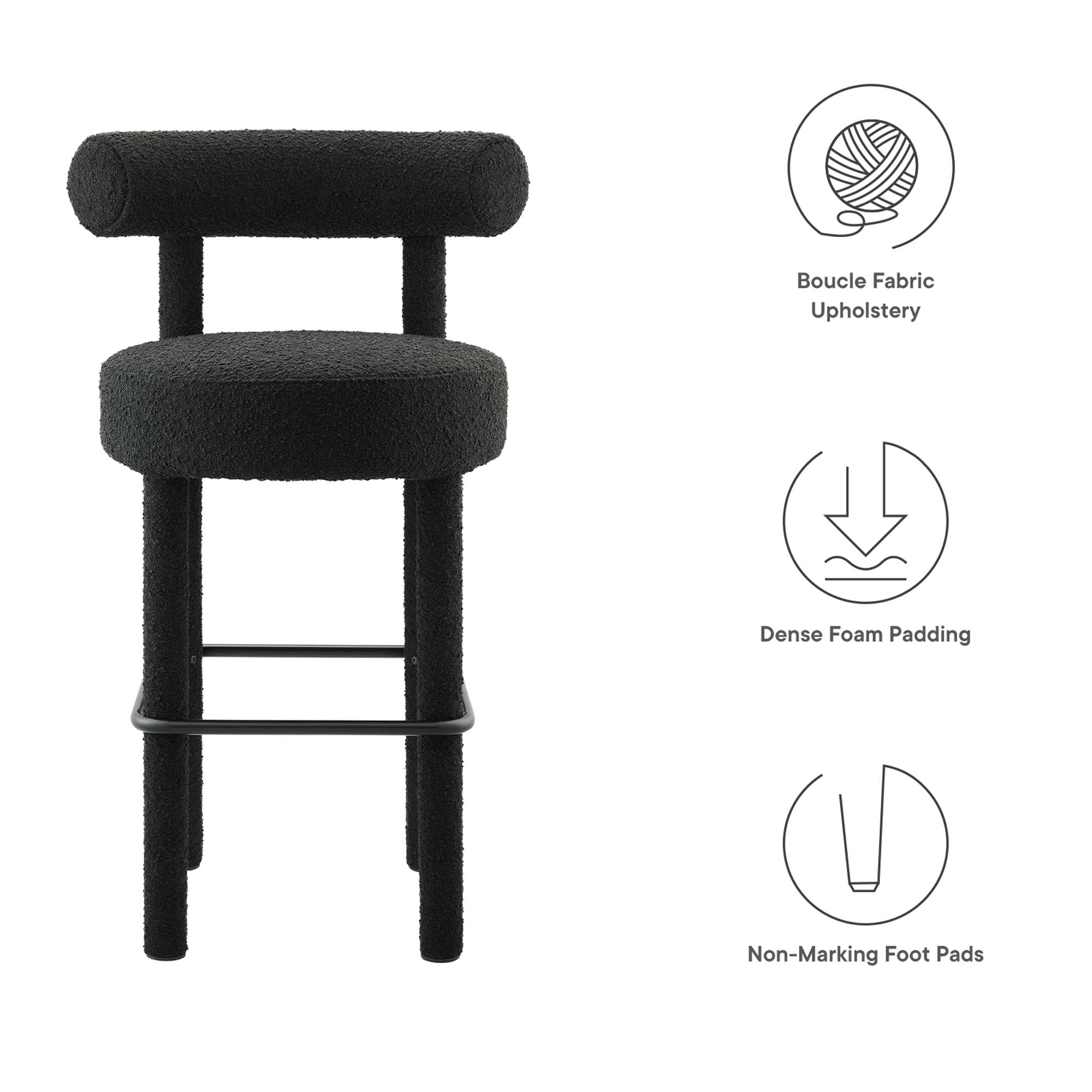 Toulouse Boucle Fabric Bar Stool by Modway