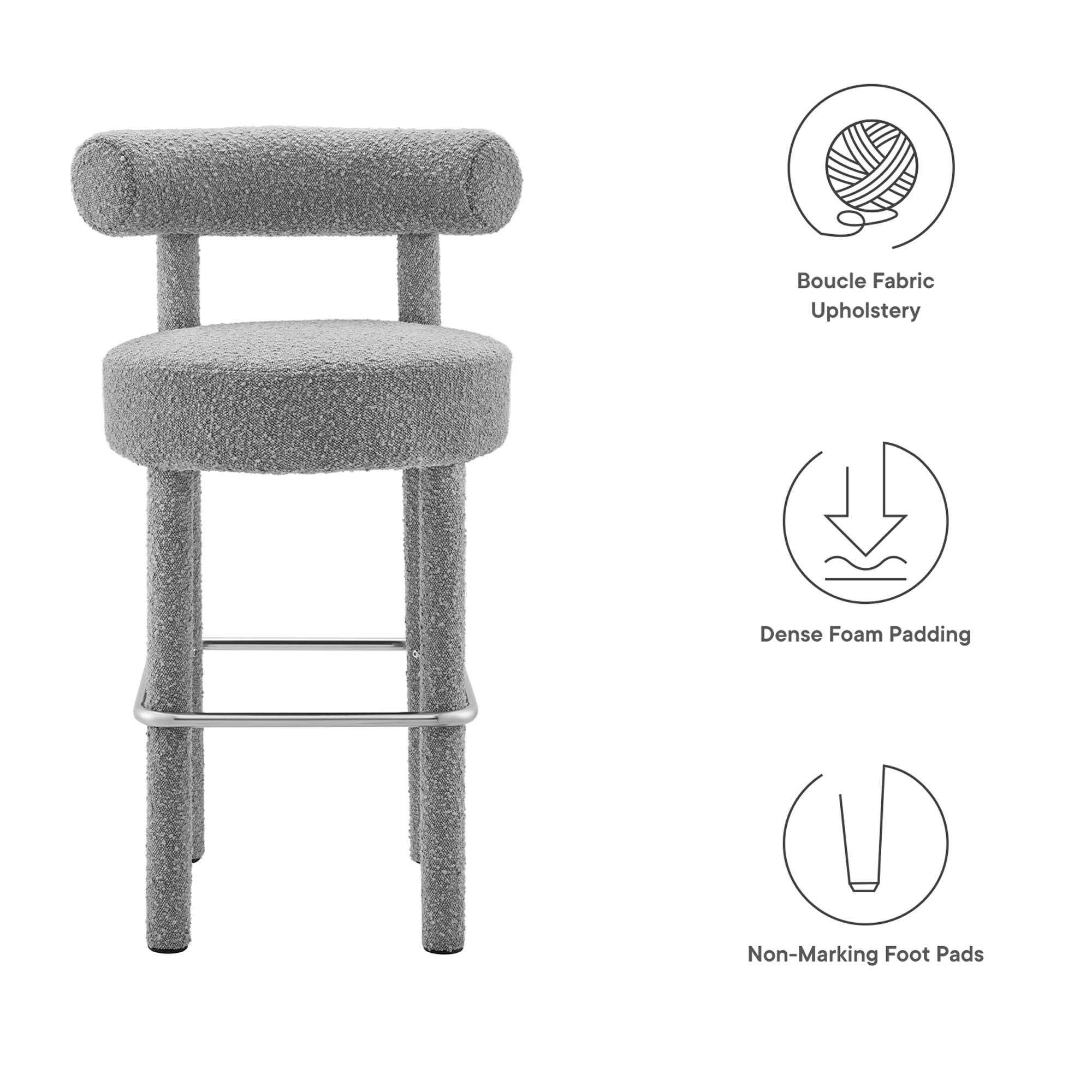 Toulouse Boucle Fabric Bar Stool by Modway