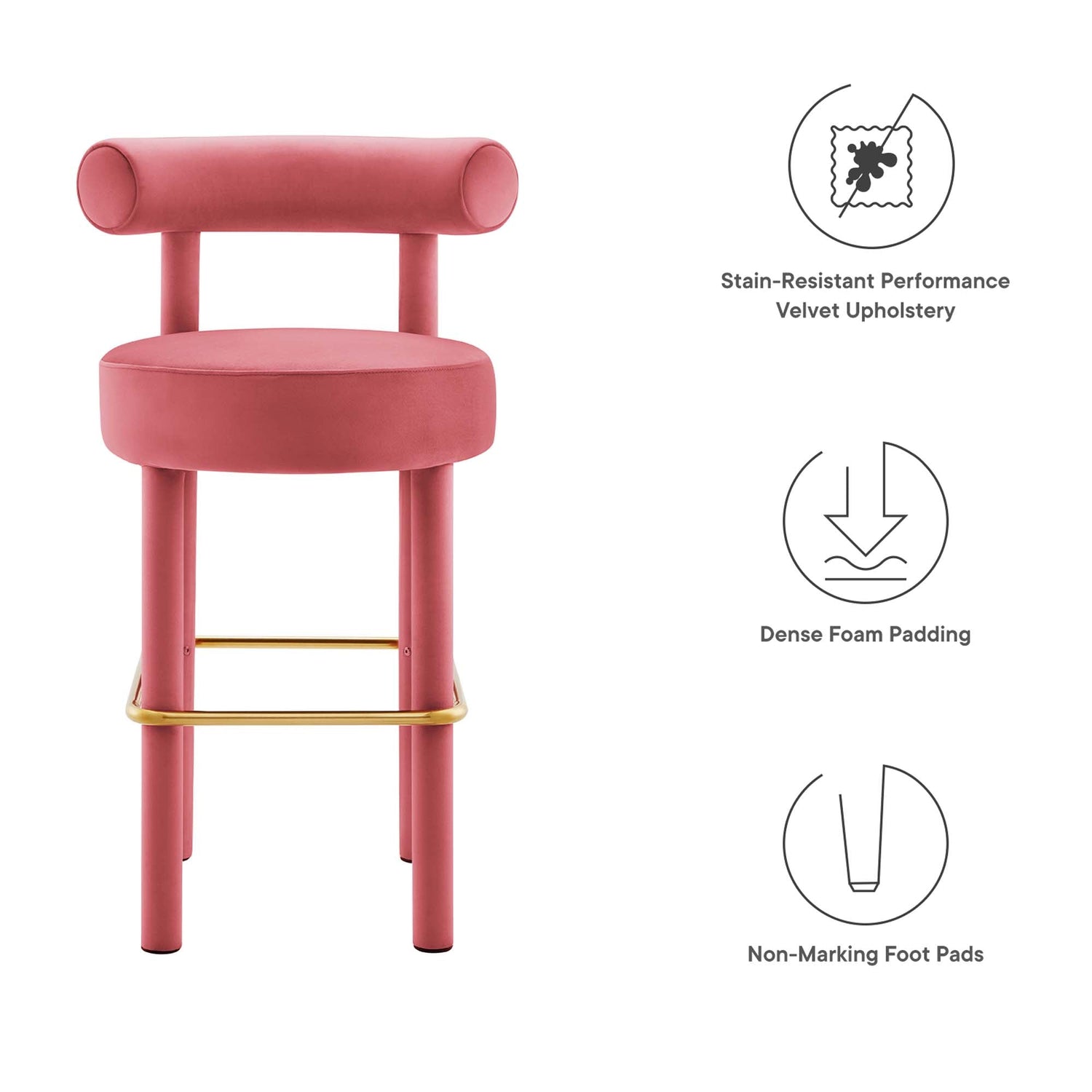 Toulouse Performance Velvet Bar Stool by Modway