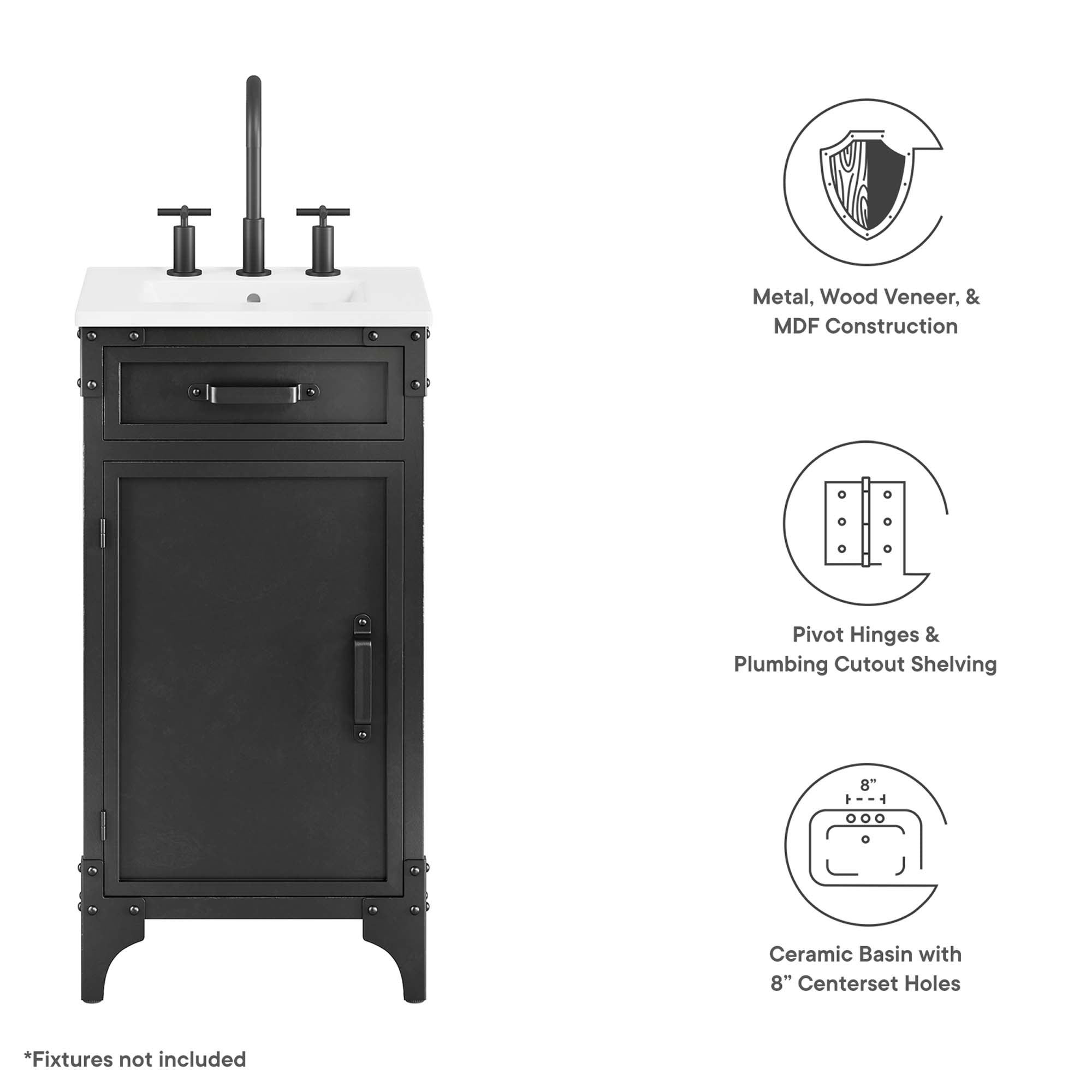 Steamforge Bathroom Vanity Basin Included by Modway