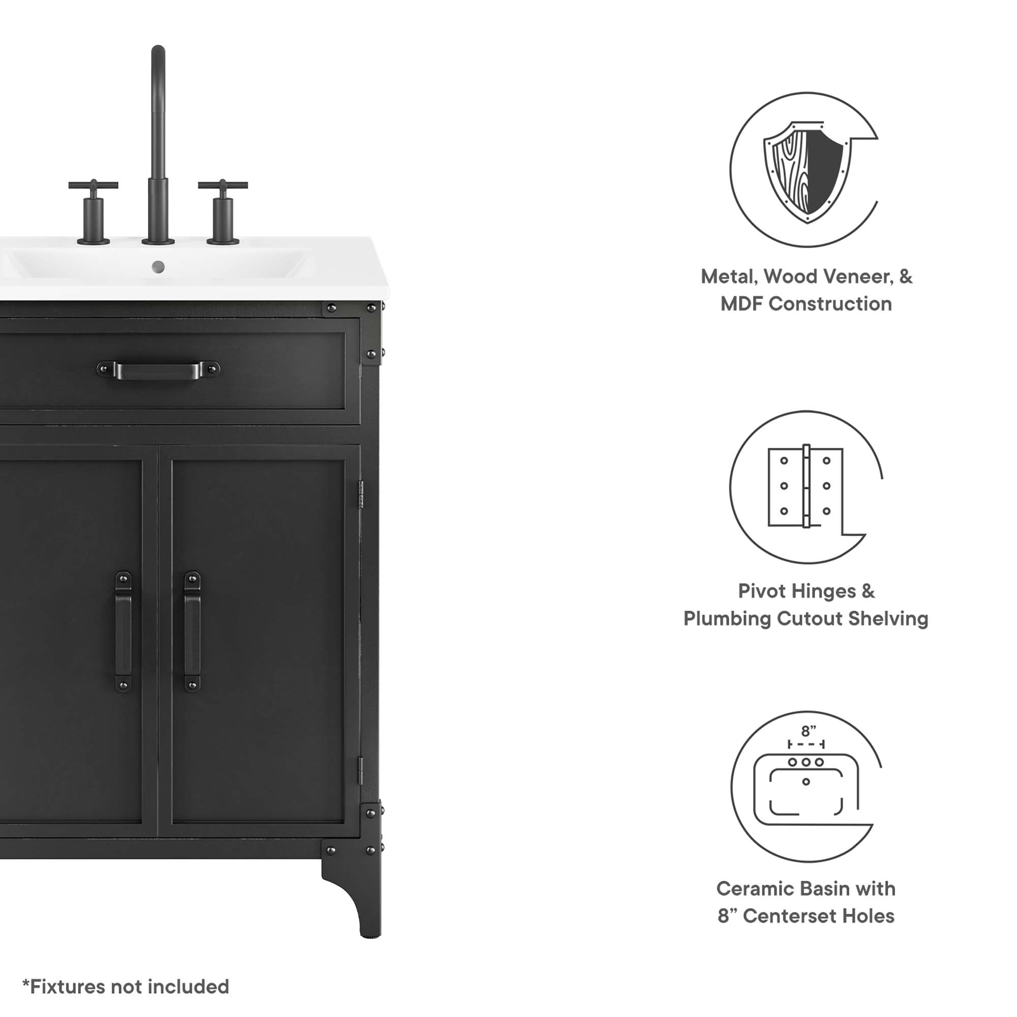 Steamforge Bathroom Vanity Basin Included by Modway