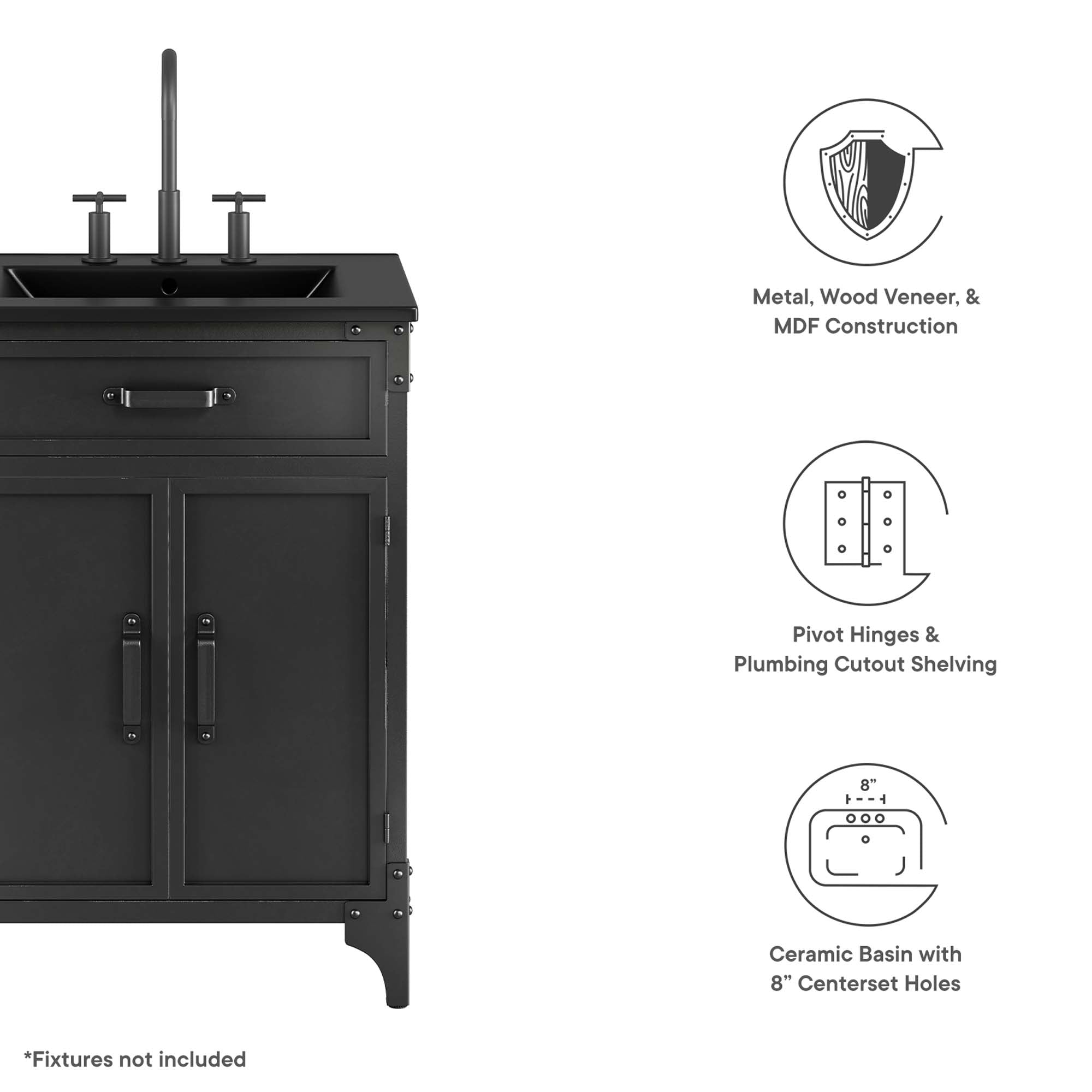 Steamforge Bathroom Vanity Basin Included by Modway