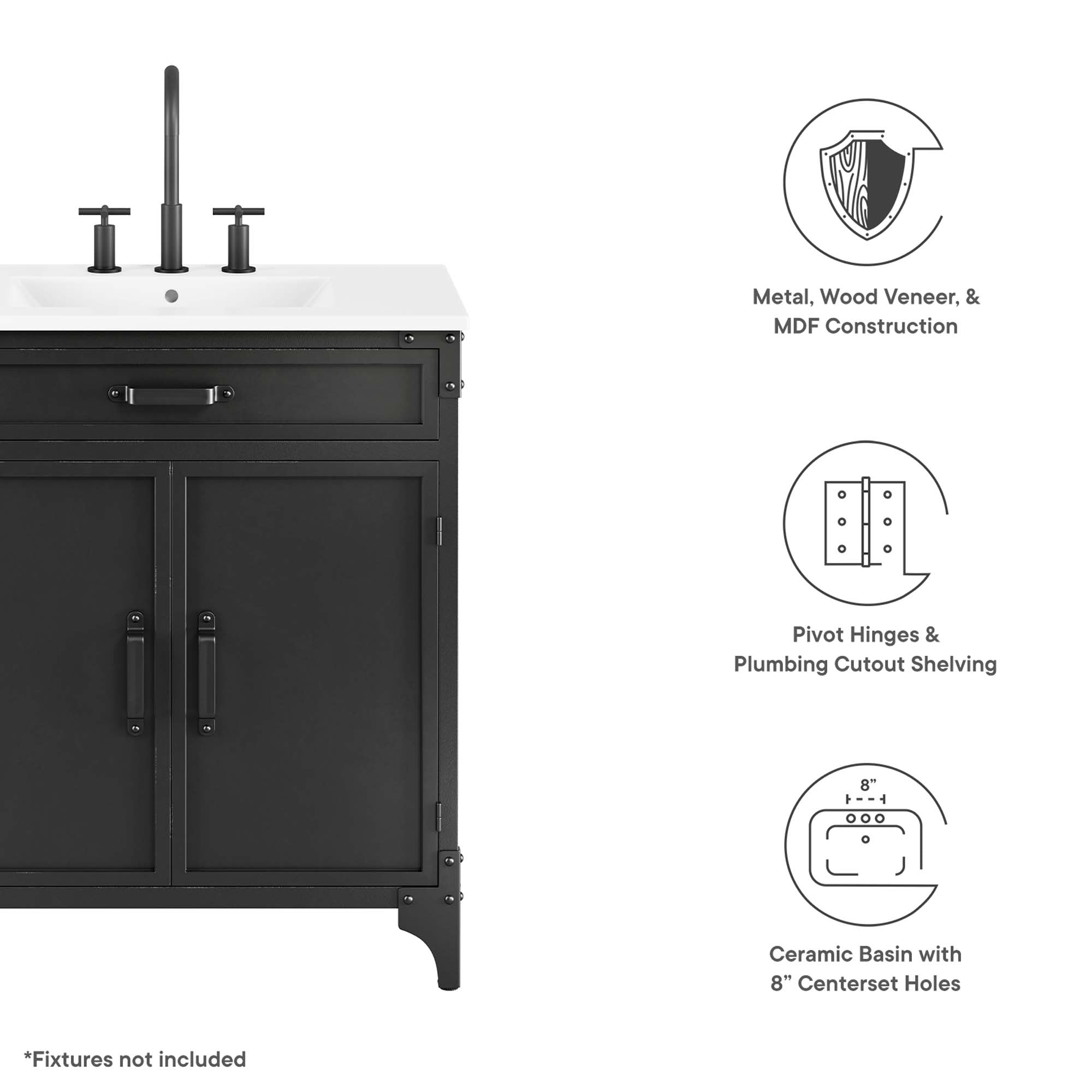 Steamforge Bathroom Vanity Basin Included by Modway