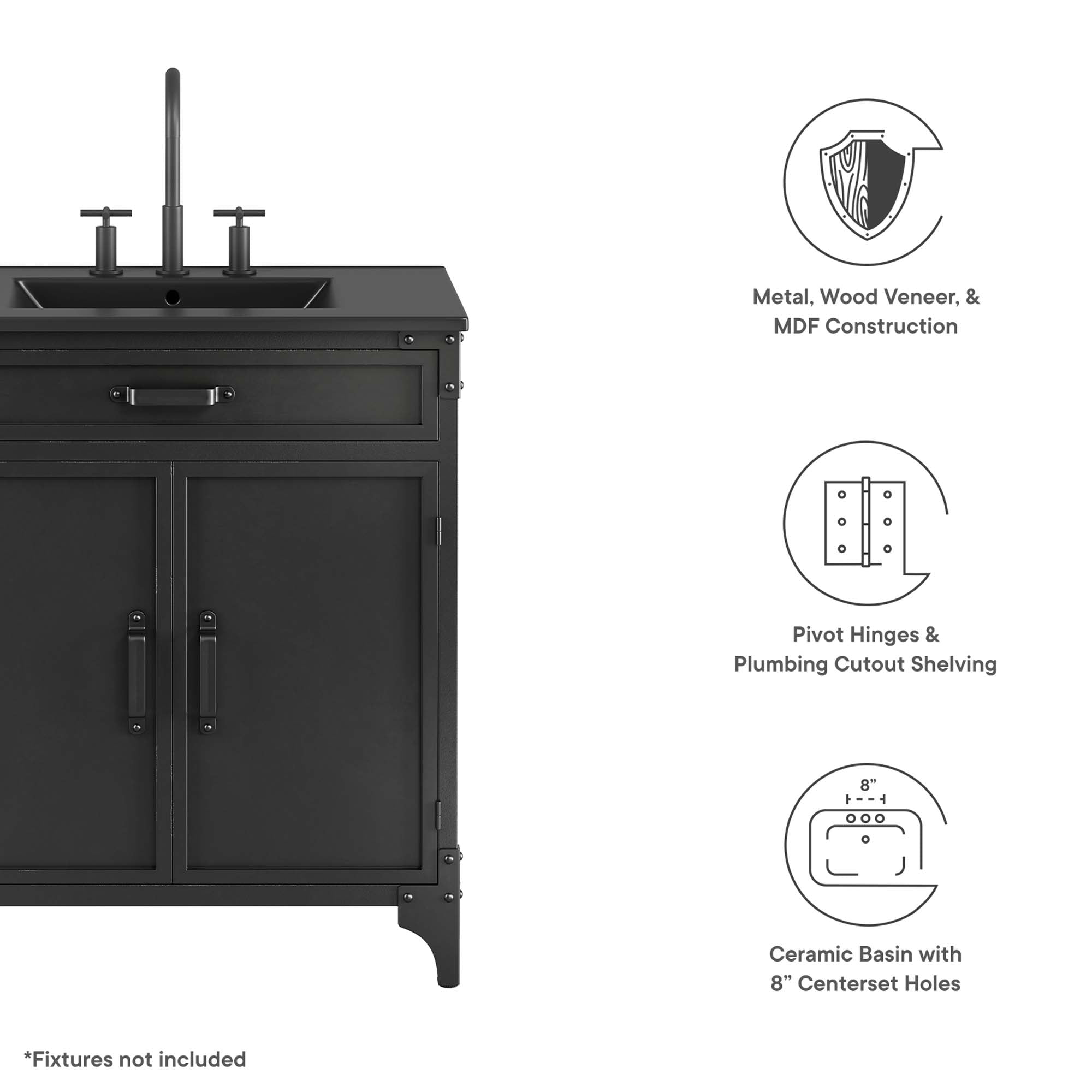 Steamforge Bathroom Vanity Basin Included by Modway