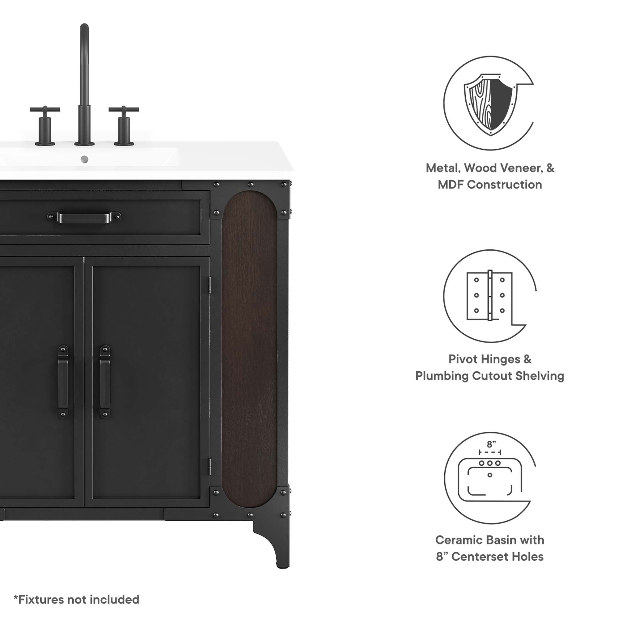Steamforge Bathroom Vanity Basin Included by Modway