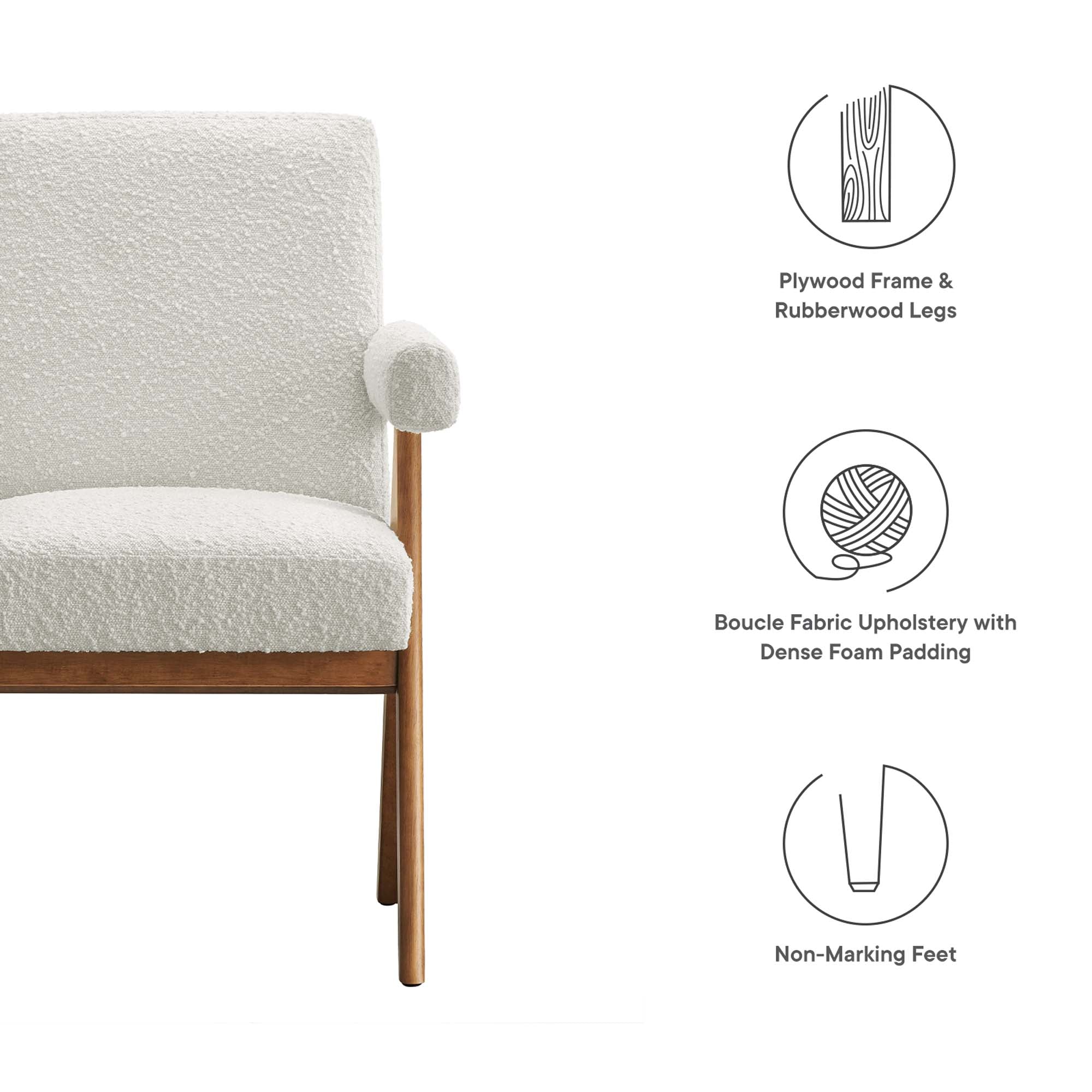 Lyra Boucle Fabric Dining Room Chair - Set of 2 by Modway