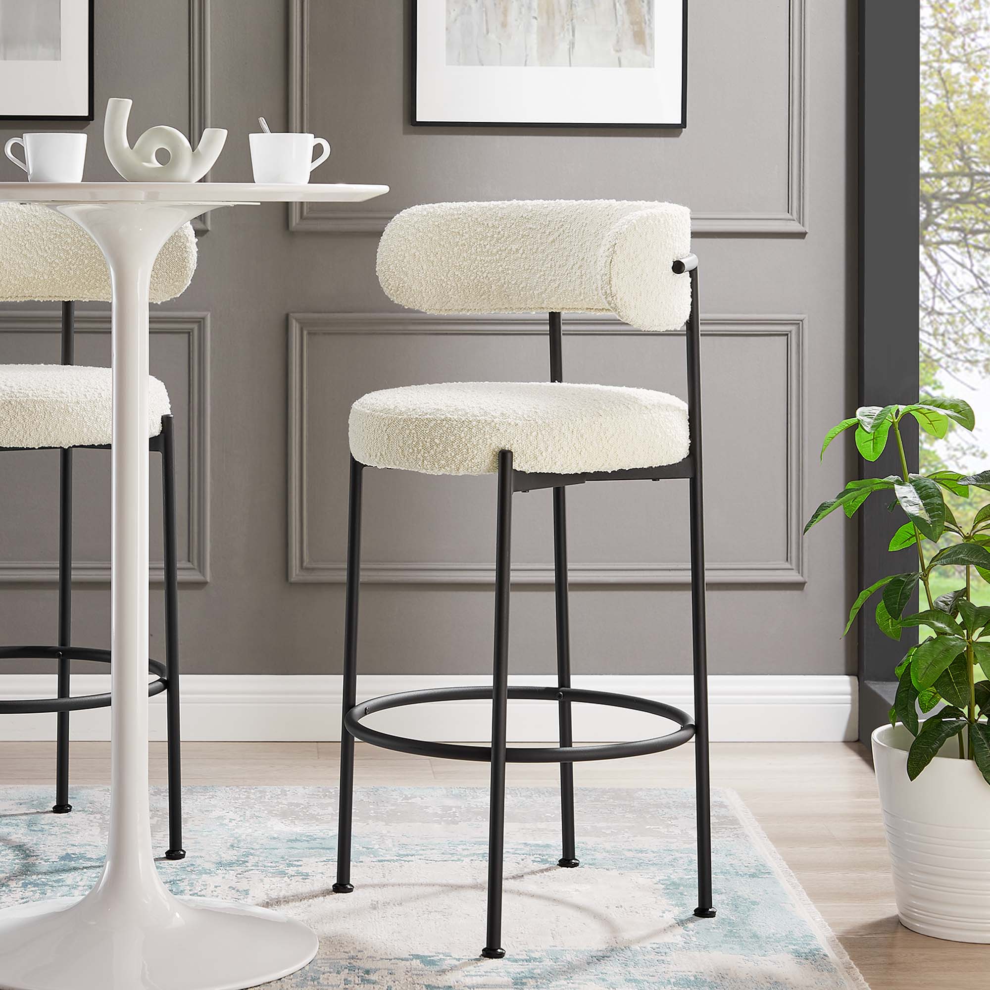 Albie Boucle Fabric Bar Stools - Set of 2 by Modway
