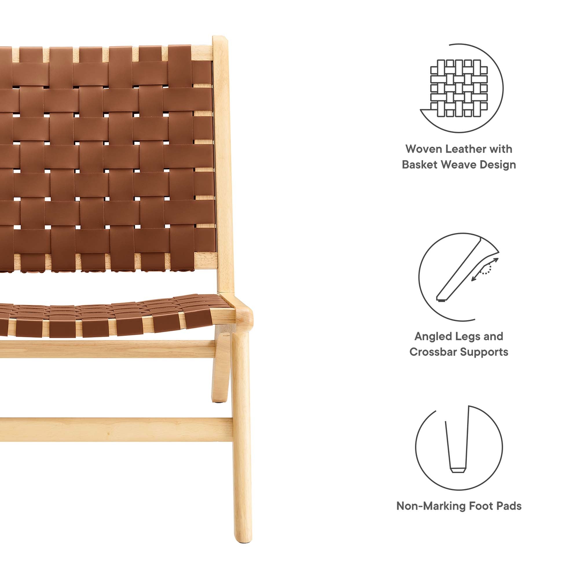 Saoirse Faux Leather Wood Accent Lounge Chair by Modway