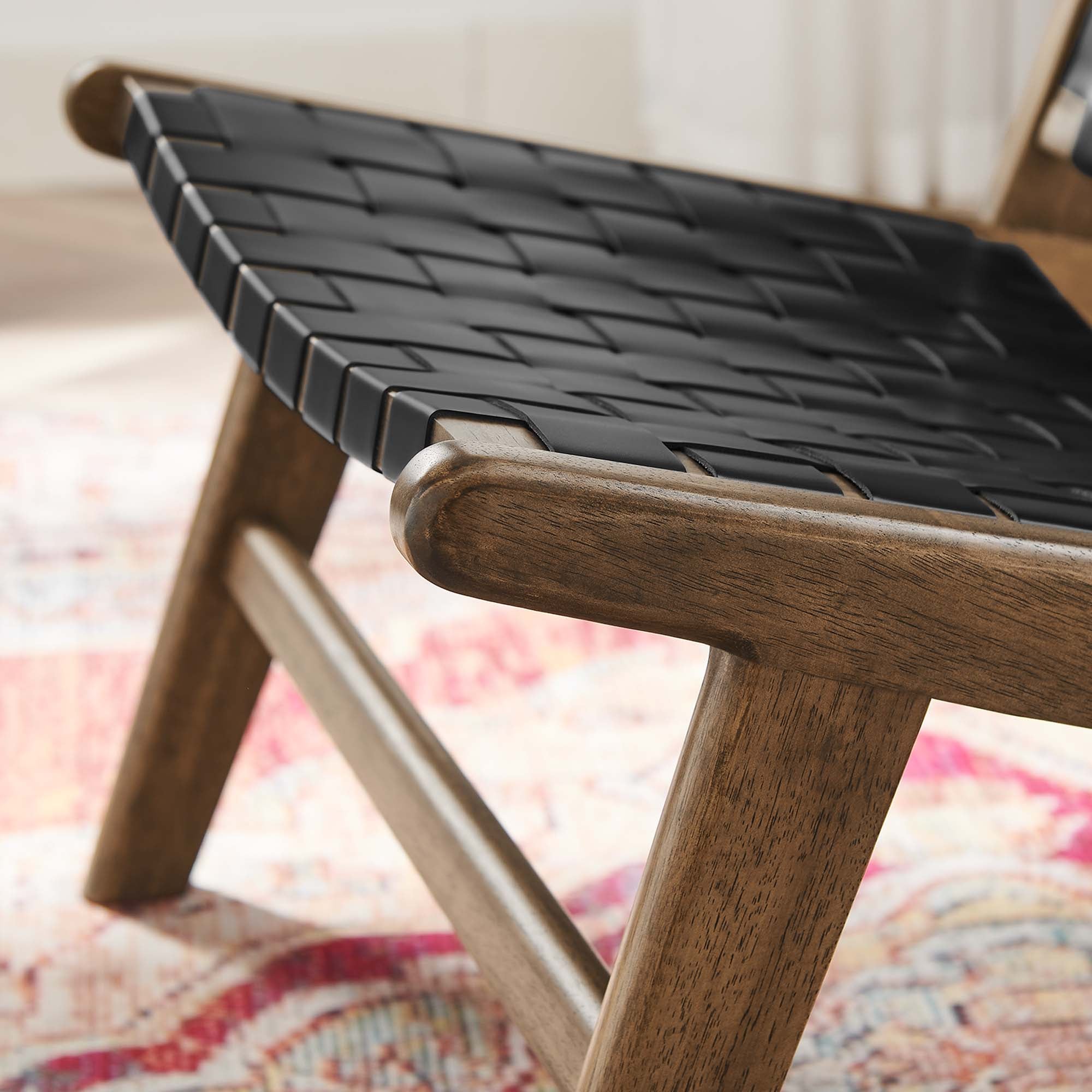 Saoirse Faux Leather Wood Accent Lounge Chair by Modway