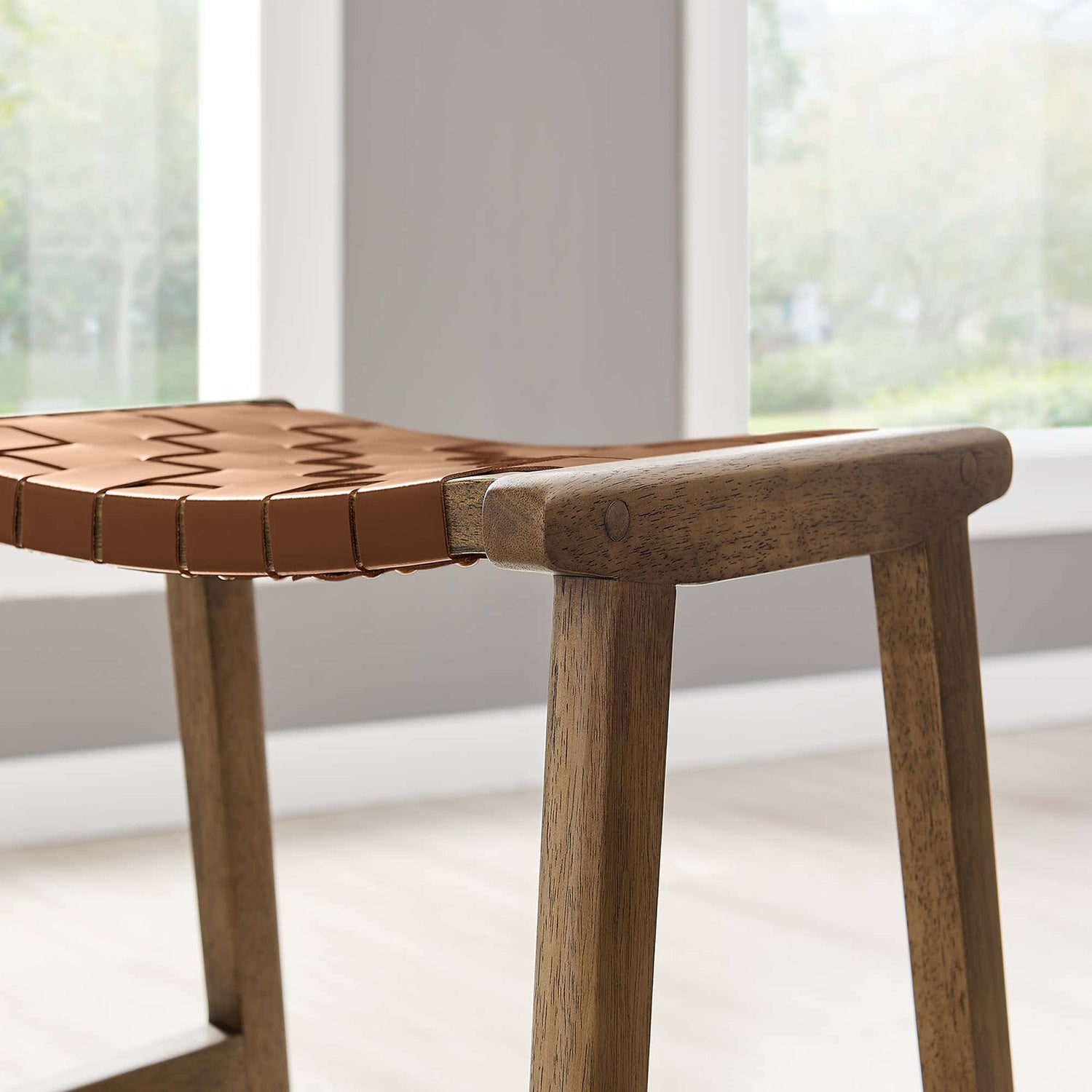 Saoirse Faux Leather Wood Counter Stool - Set of 2 by Modway