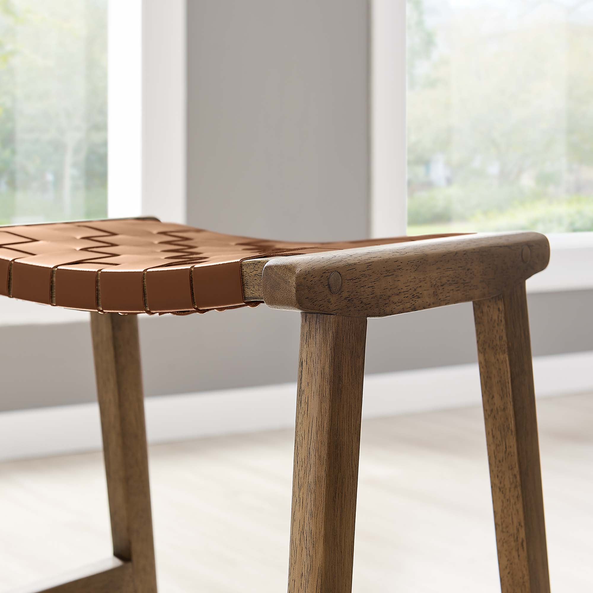 Saoirse Faux Leather Wood Counter Stool - Set of 2 by Modway