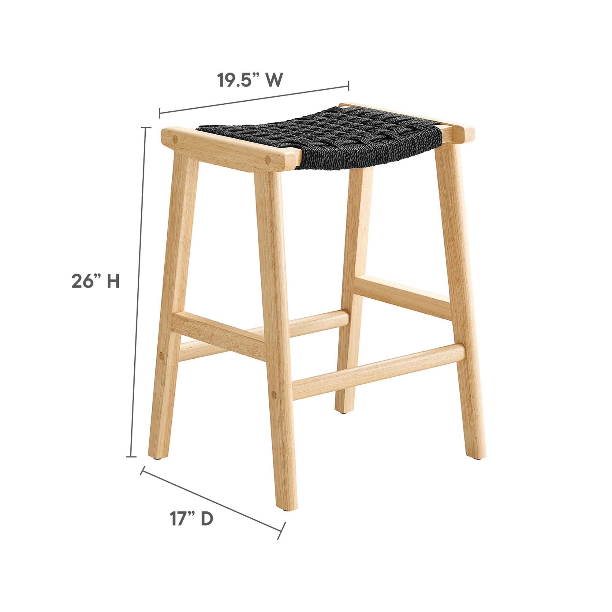 Saoirse Woven Rope Wood Counter Stool - Set of 2 by Modway