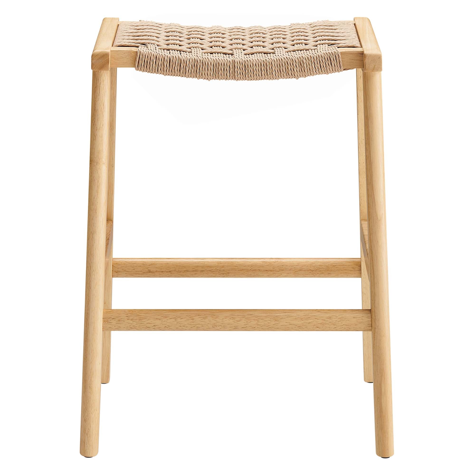 Saoirse Woven Rope Wood Counter Stool - Set of 2 by Modway