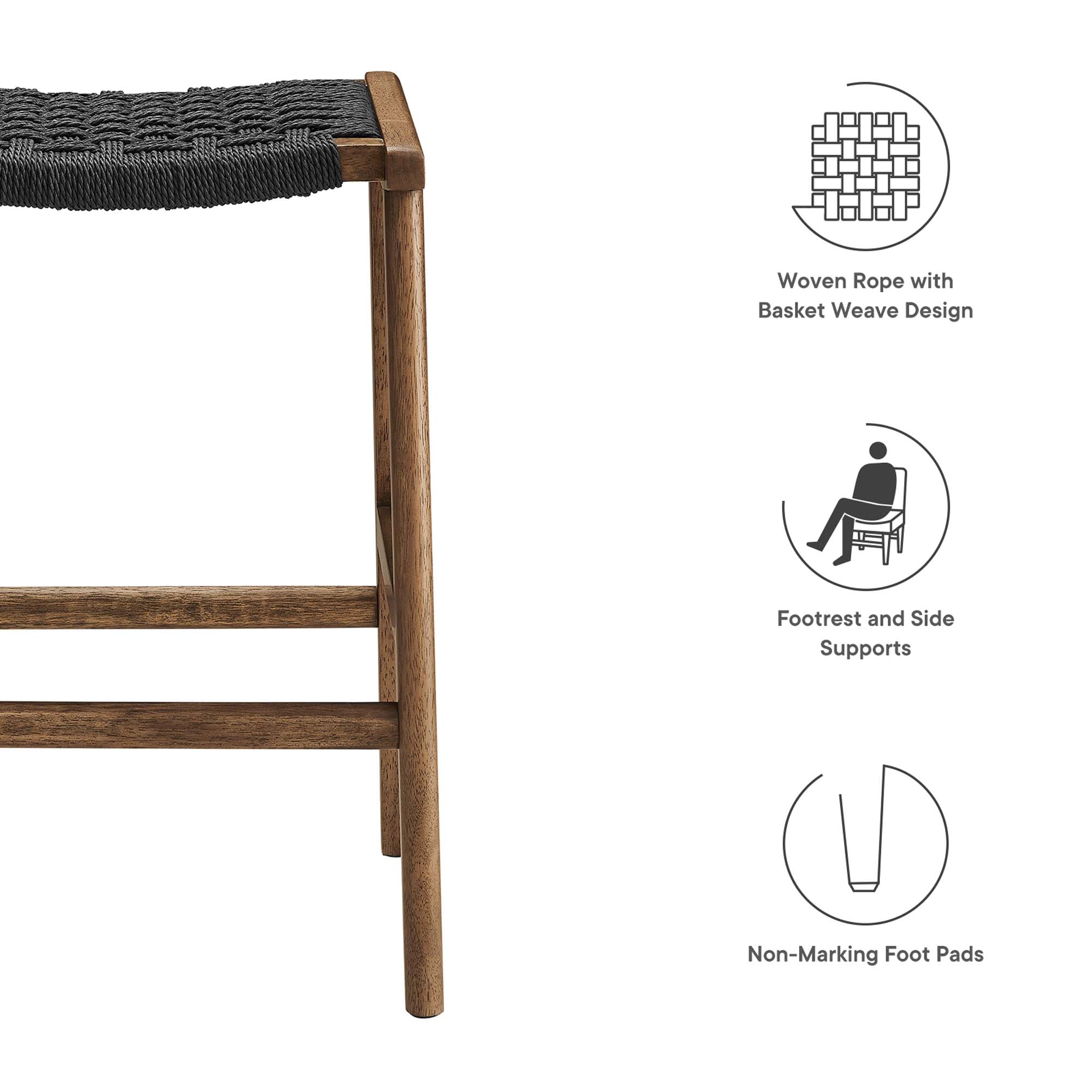 Saoirse Woven Rope Wood Counter Stool - Set of 2 by Modway