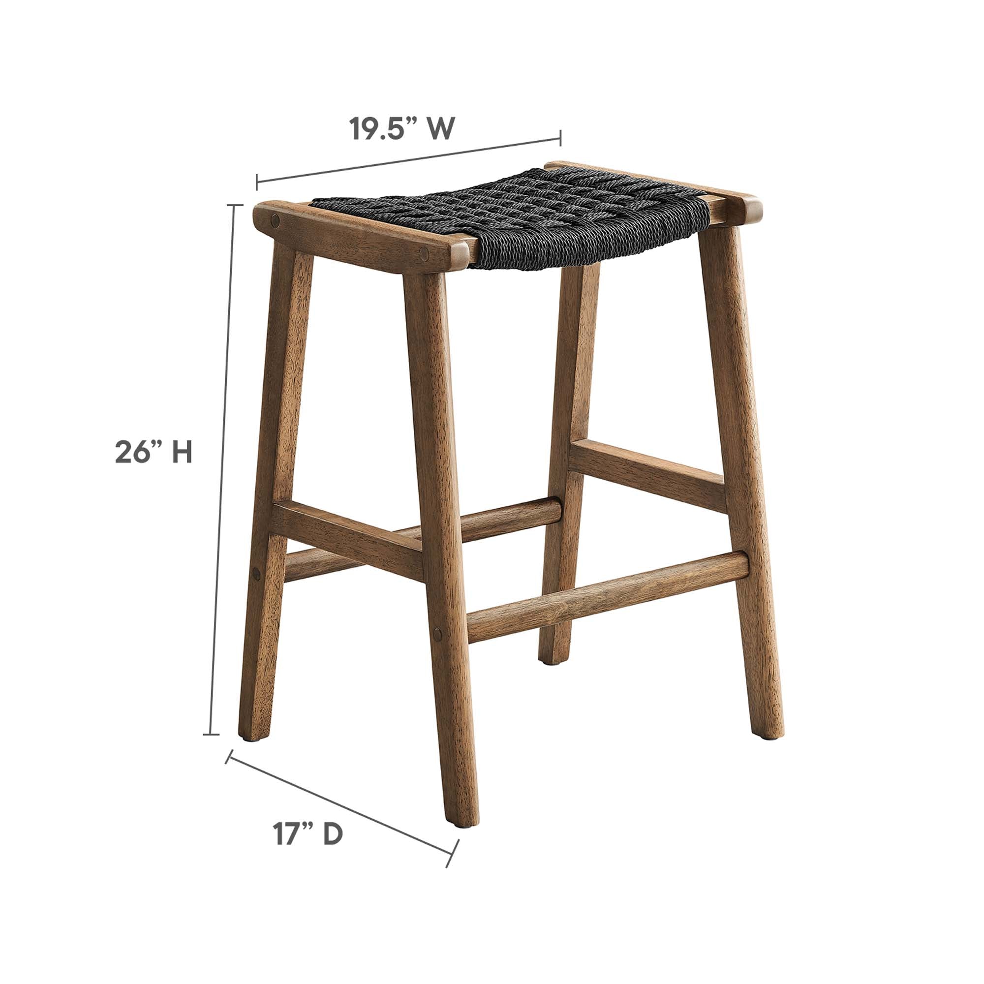 Saoirse Woven Rope Wood Counter Stool - Set of 2 by Modway