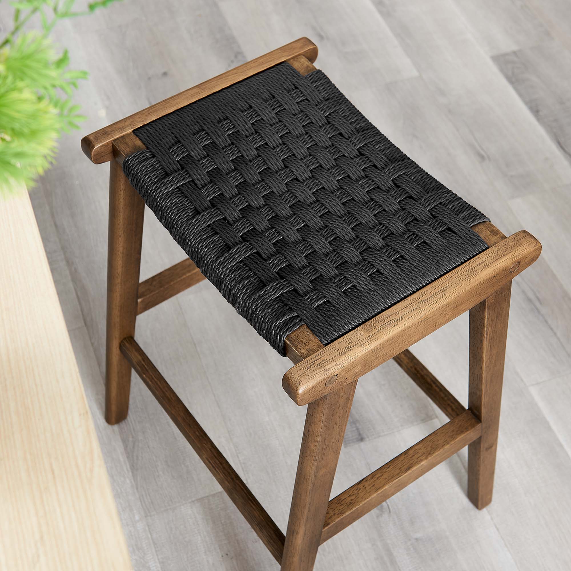 Saoirse Woven Rope Wood Counter Stool - Set of 2 by Modway
