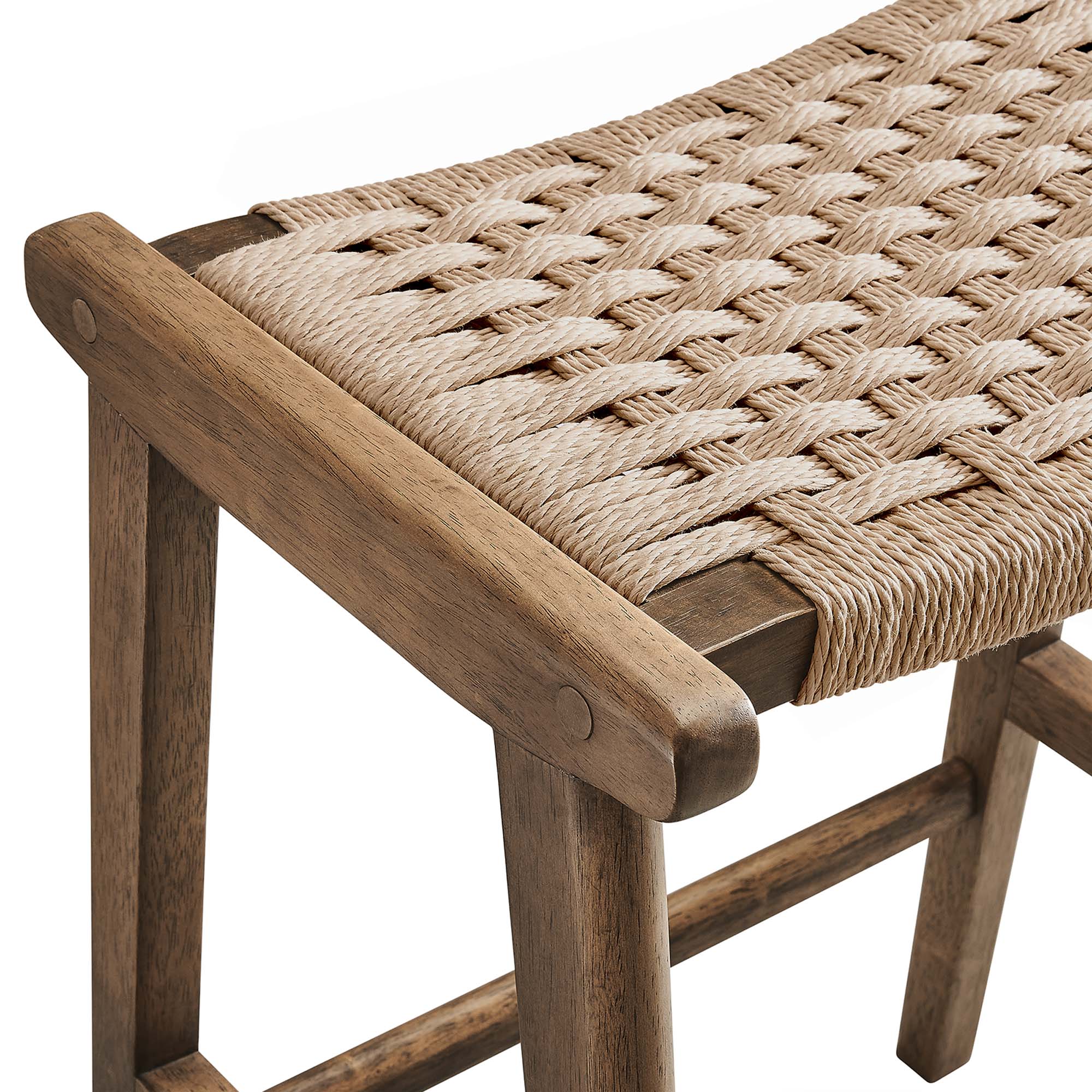 Saoirse Woven Rope Wood Counter Stool - Set of 2 by Modway