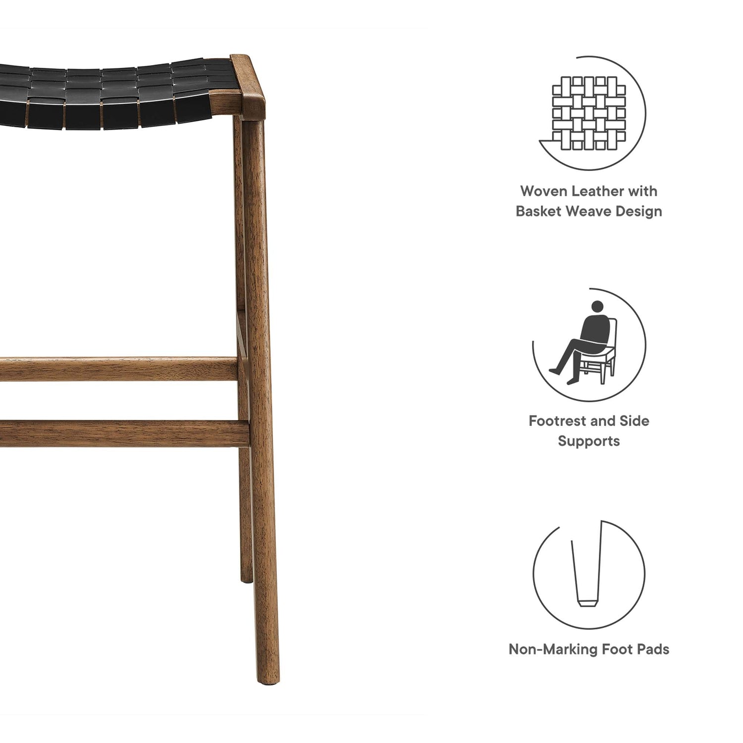 Saoirse Faux Leather Wood Bar Stool - Set of 2 by Modway
