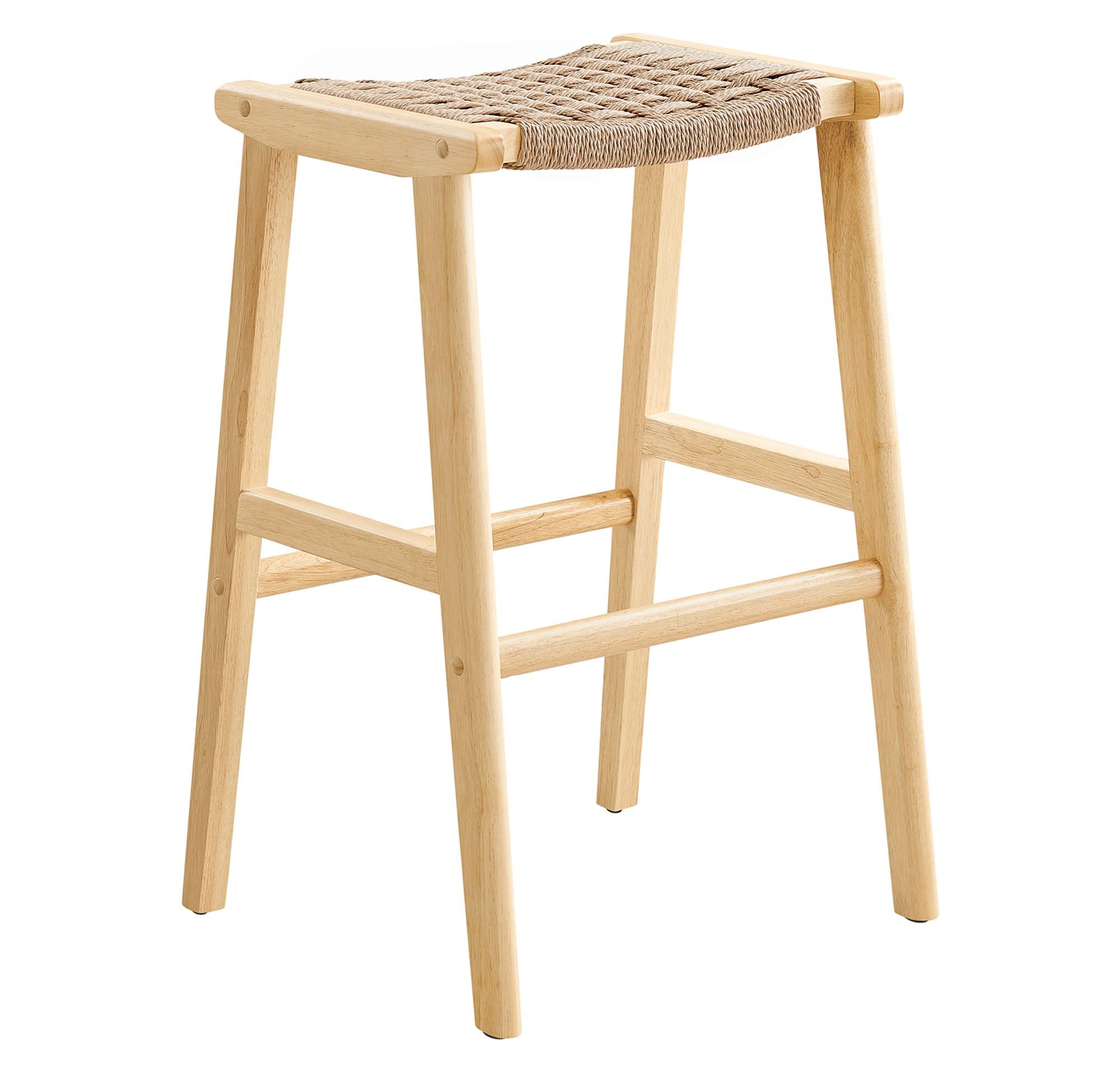 Saoirse Woven Rope Wood Bar Stool - Set of 2 by Modway
