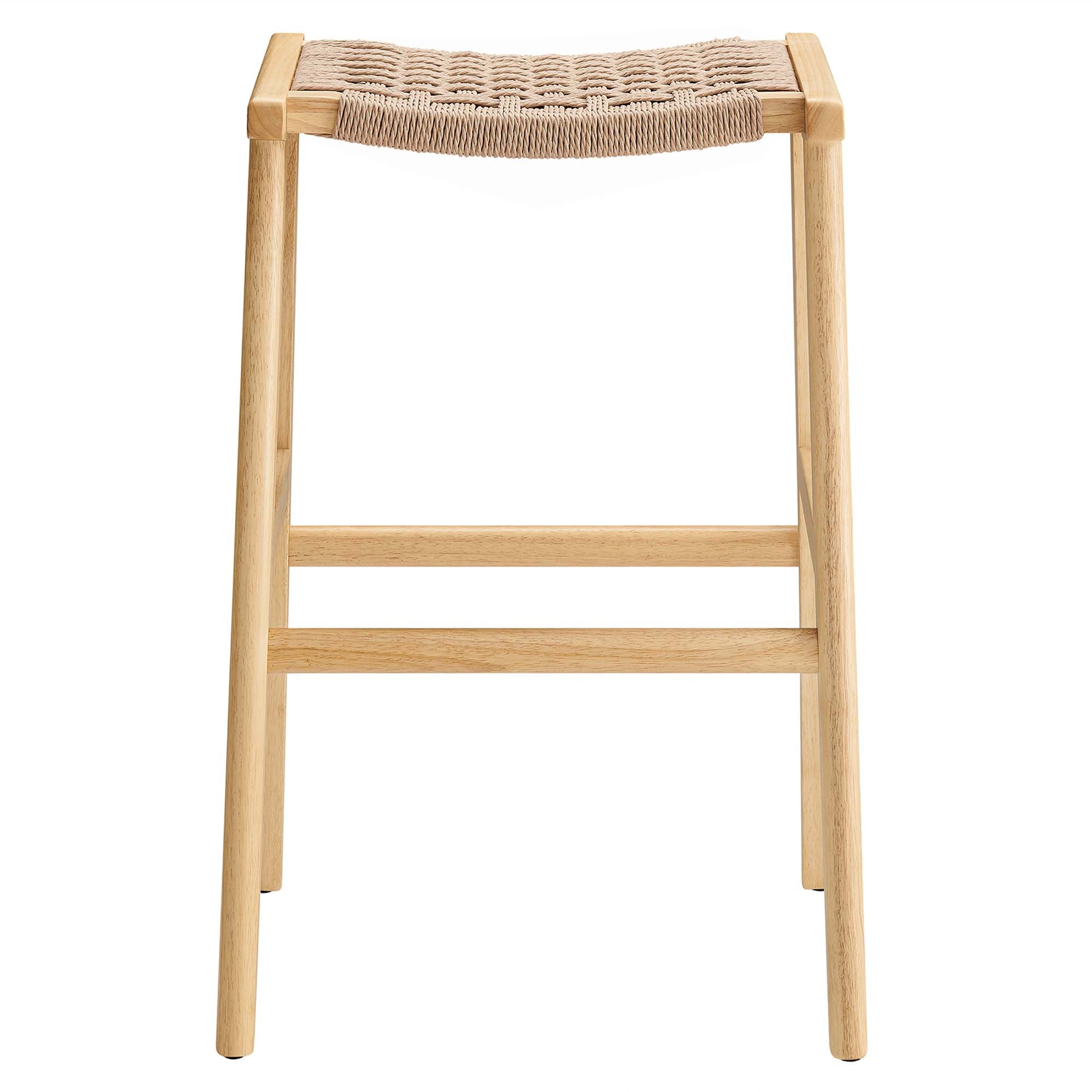 Saoirse Woven Rope Wood Bar Stool - Set of 2 by Modway