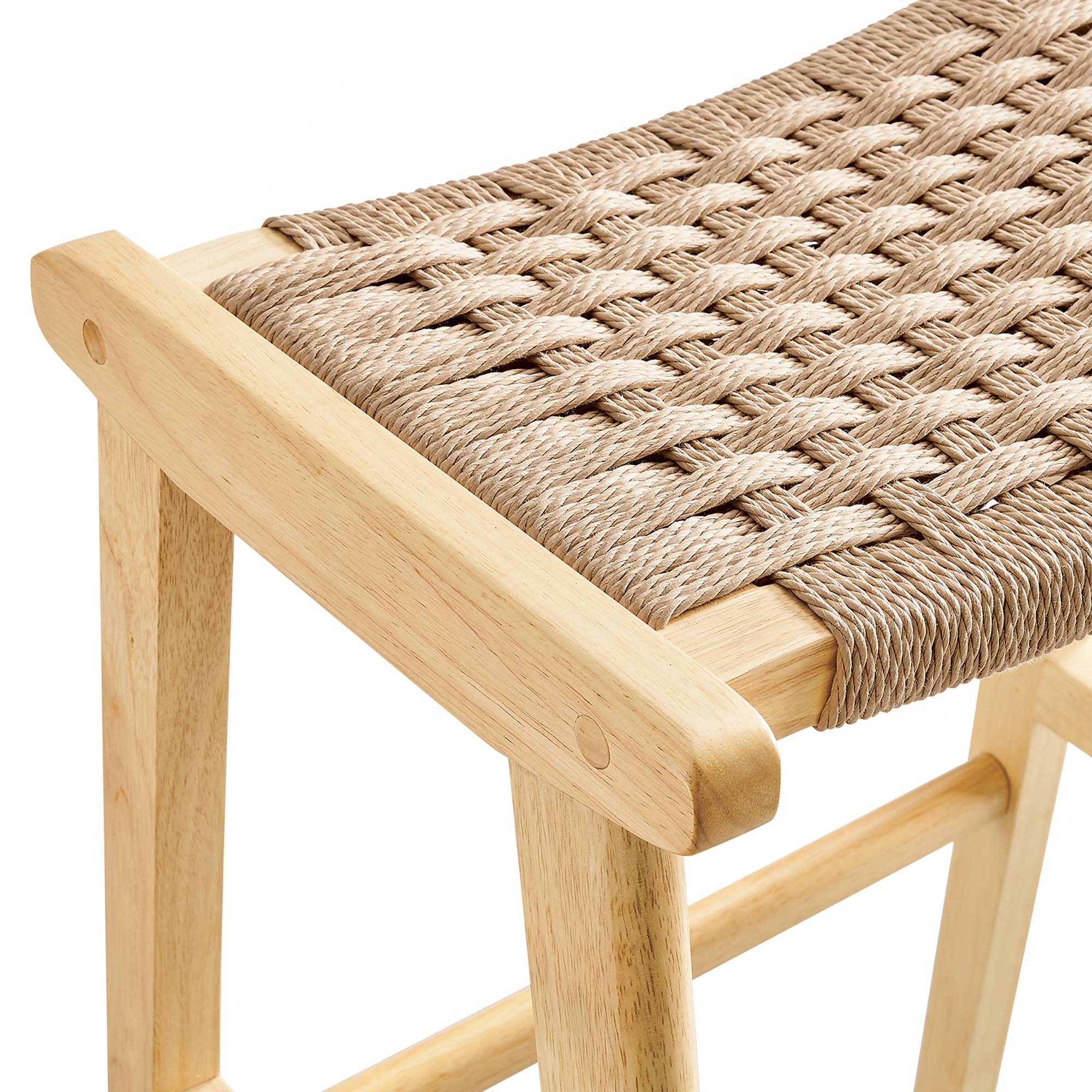 Saoirse Woven Rope Wood Bar Stool - Set of 2 by Modway